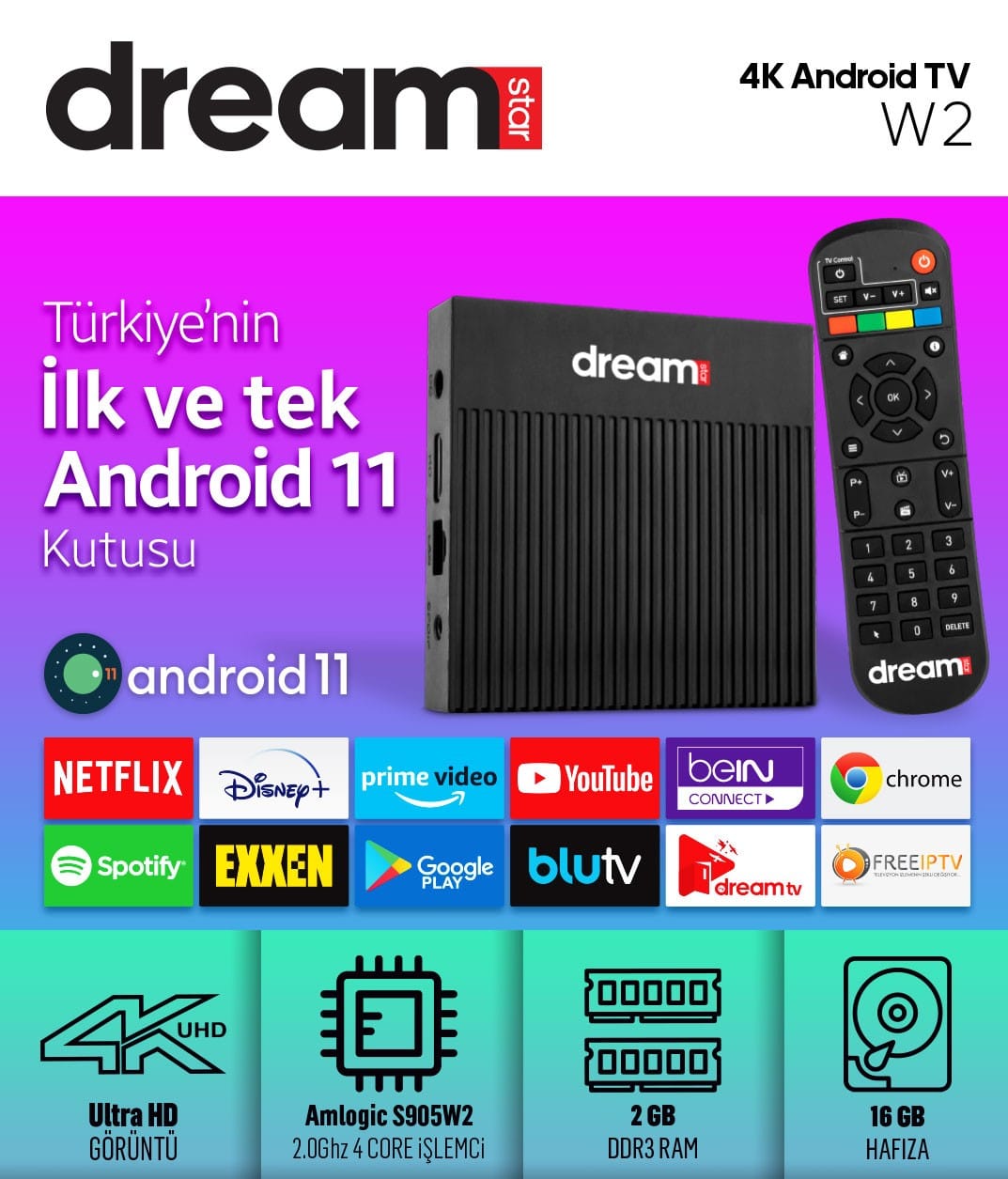 Dreamstar w2 Android 11 Türkiyede İlk - Görsel 2