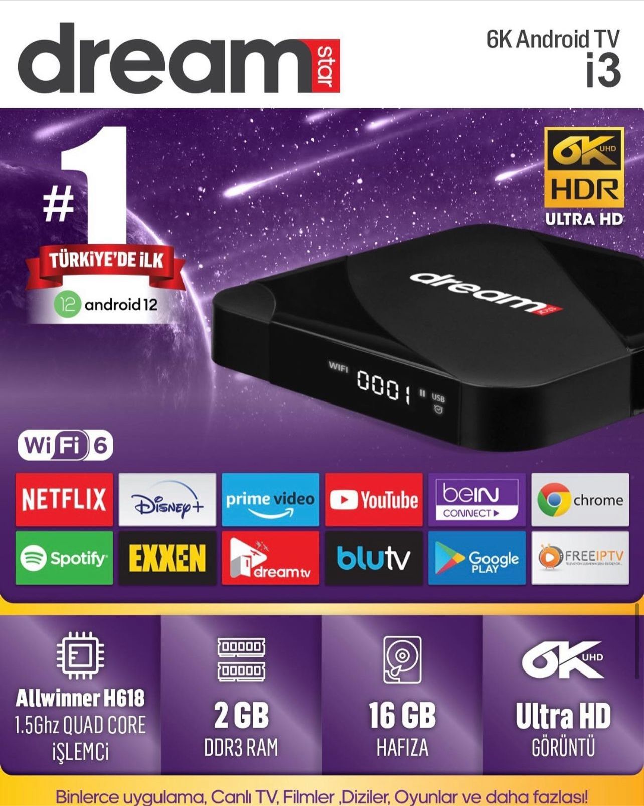 Dreamstar i3 Android Box 6K