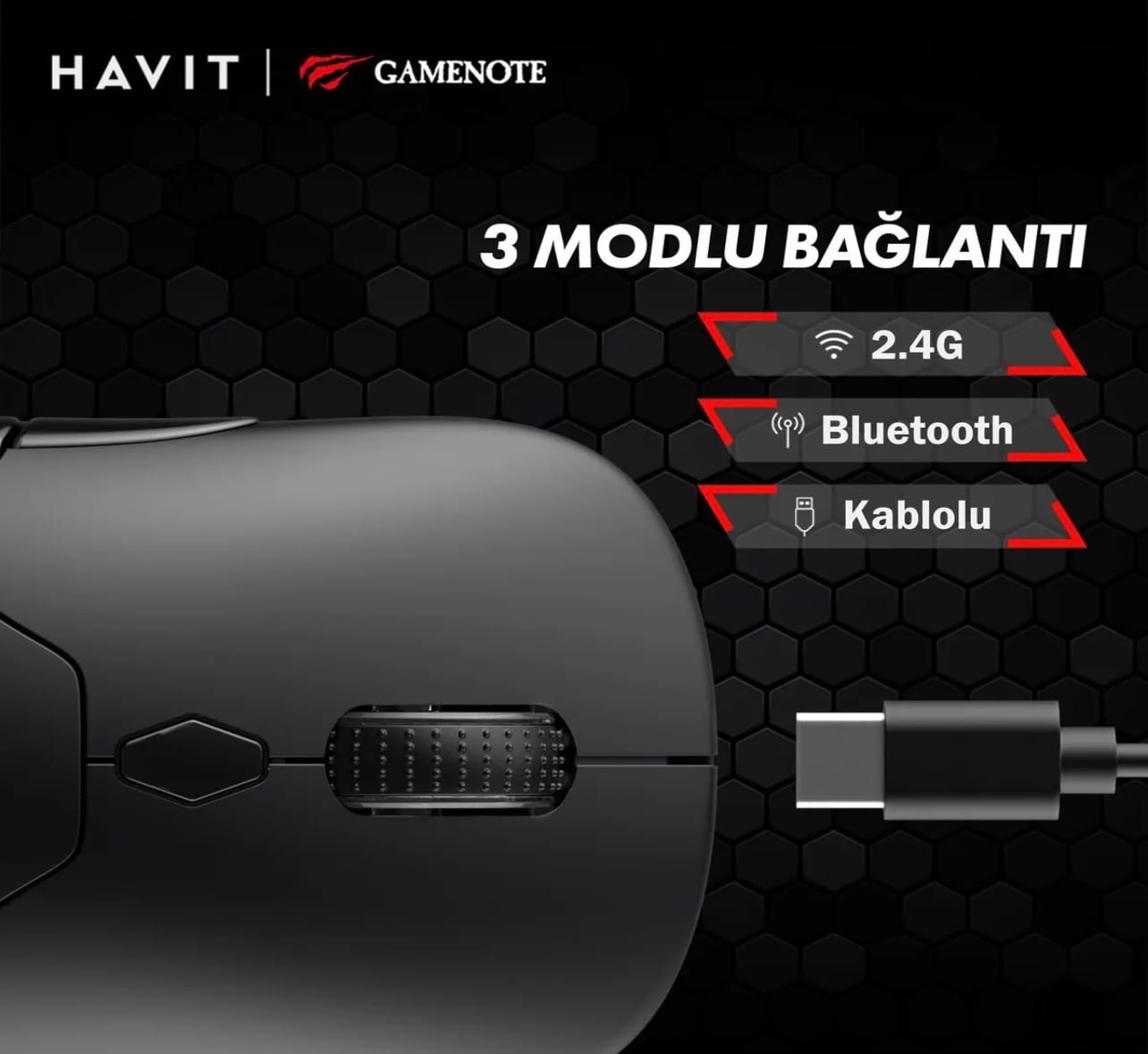 HAVİT GAMENOTE MS963WB RGB WİRELESS KABLOSUZ MODÜLER PROFESYONEL GAMİNG MOUSE - Görsel 4