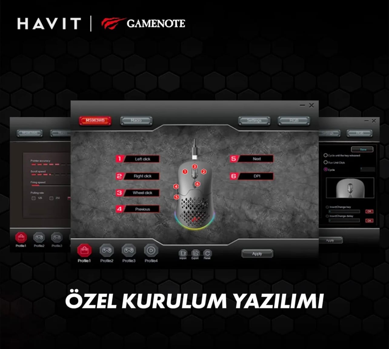 HAVİT GAMENOTE MS963WB RGB WİRELESS KABLOSUZ MODÜLER PROFESYONEL GAMİNG MOUSE - Görsel 8