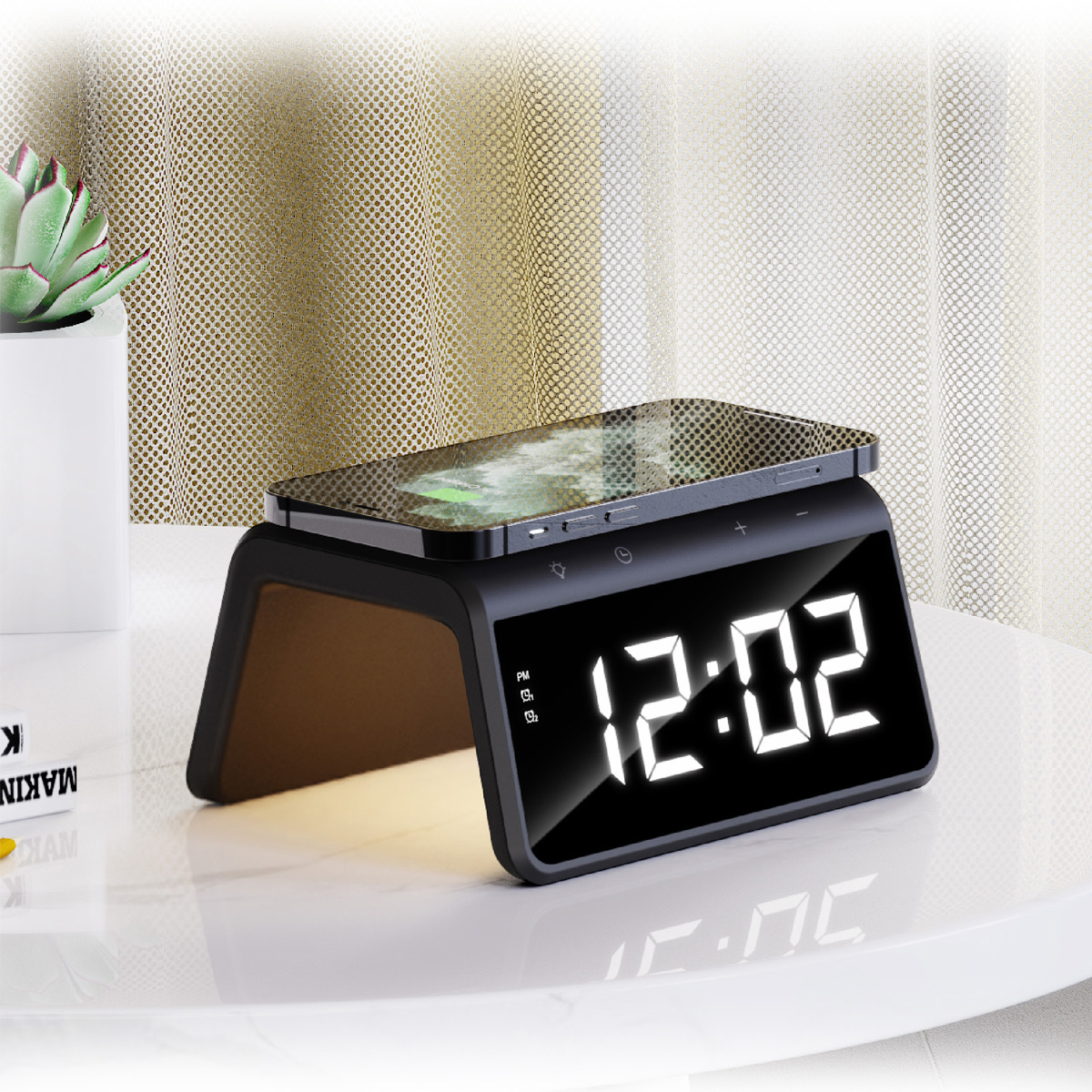 HAVİT W320 Hızlı Kablosuz Şarj, Saat ve Gece Lambası (Fast 15W) - Görsel 7