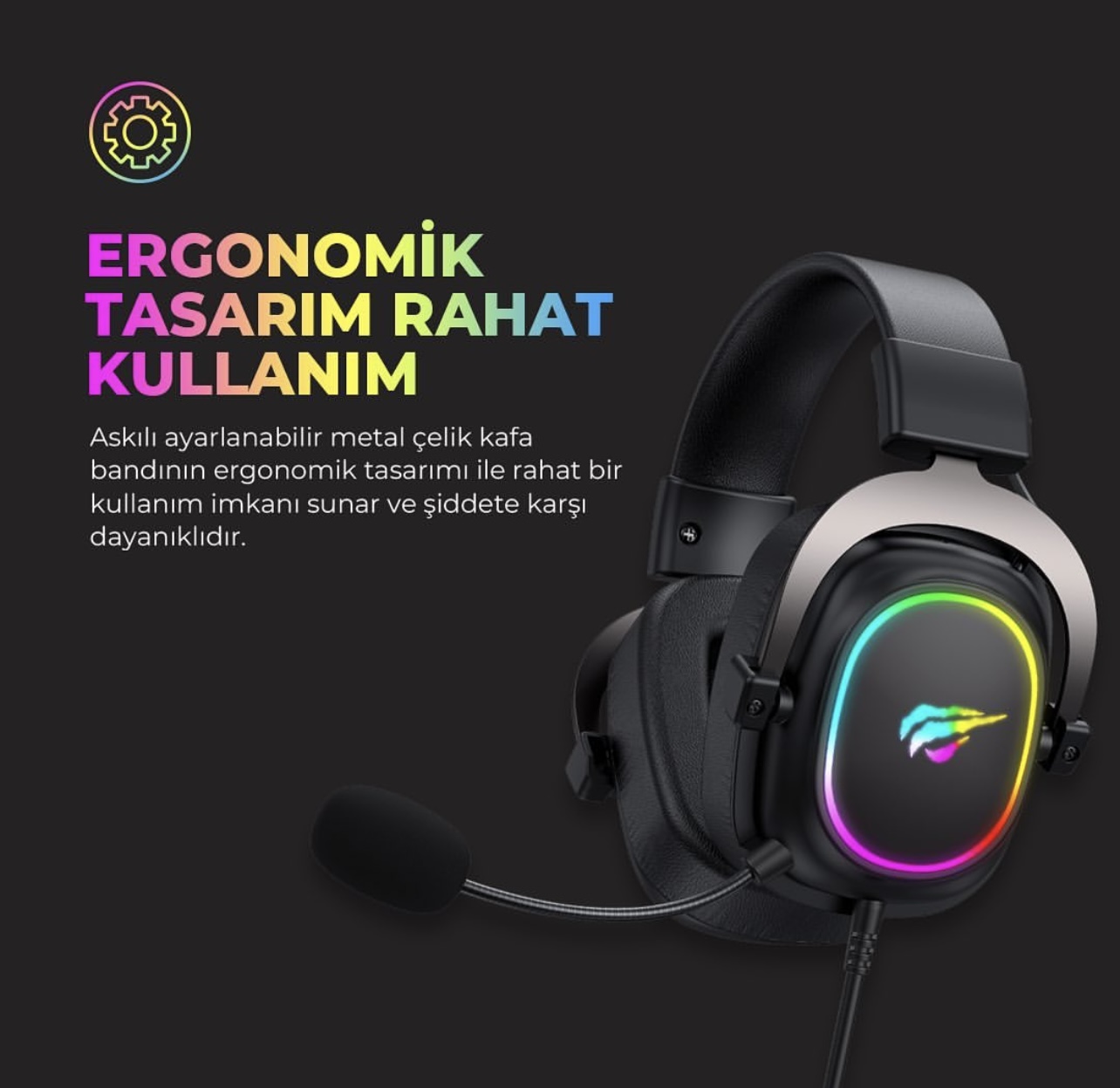 HAVİT GAMENOTE H2002p Rgb 7.1 Usb Mikrofonlu Siyah Gaming Oyuncu Kulaklığı - Görsel 5