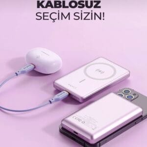 HAVİT 10000mAh Magsafe Manyetik Kablosuz Powerbank Ultra ince 20W, Iphone uyumlu