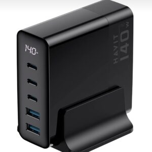 HAVİT 140W GAN TEKNOLOJİ 5-Portlu PD 3.1 Göstergeli Hızlı Şarj Cihazı  ( Macbook,iPhone uyumlu)