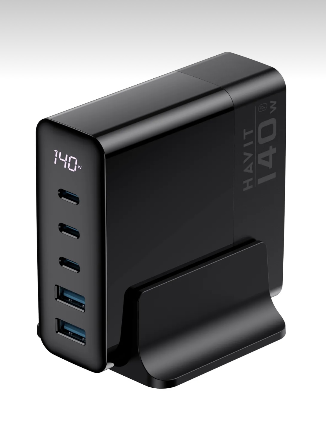 HAVİT 140W GAN TEKNOLOJİ 5-Portlu PD 3.1 Göstergeli Hızlı Şarj Cihazı  ( Macbook,iPhone uyumlu)