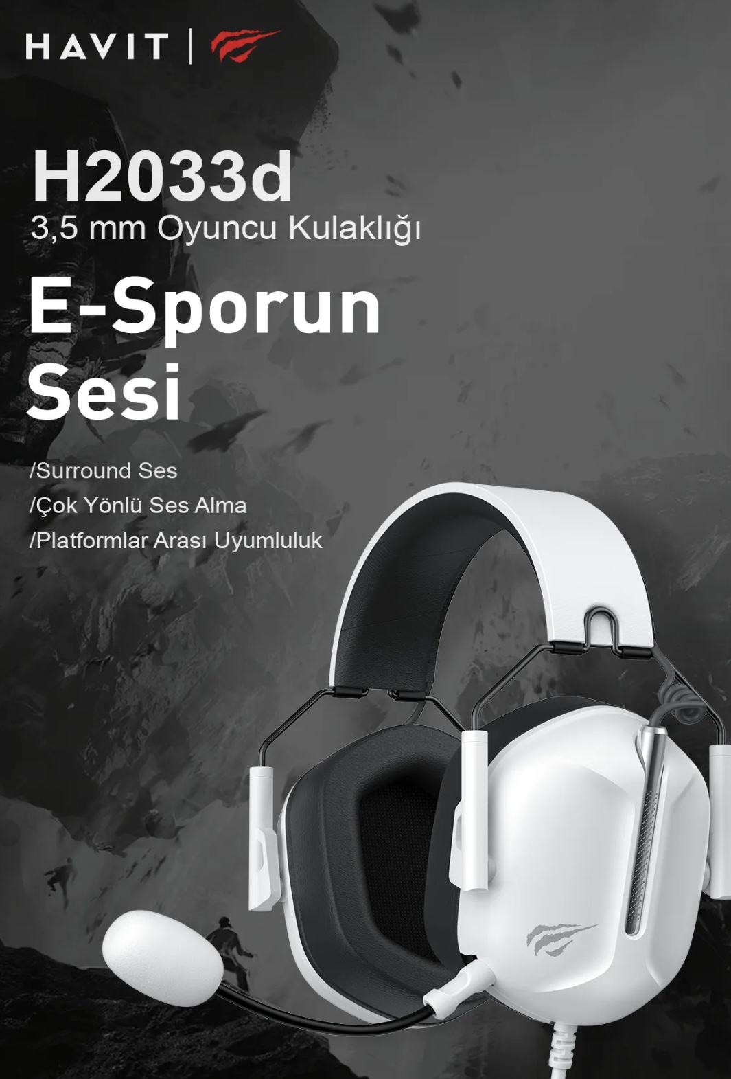 HAVİT GAMENOTE H2033D Mikrofonlu 50mm Speaker Gaming Kulaklık 3.5mm Jack - Görsel 5
