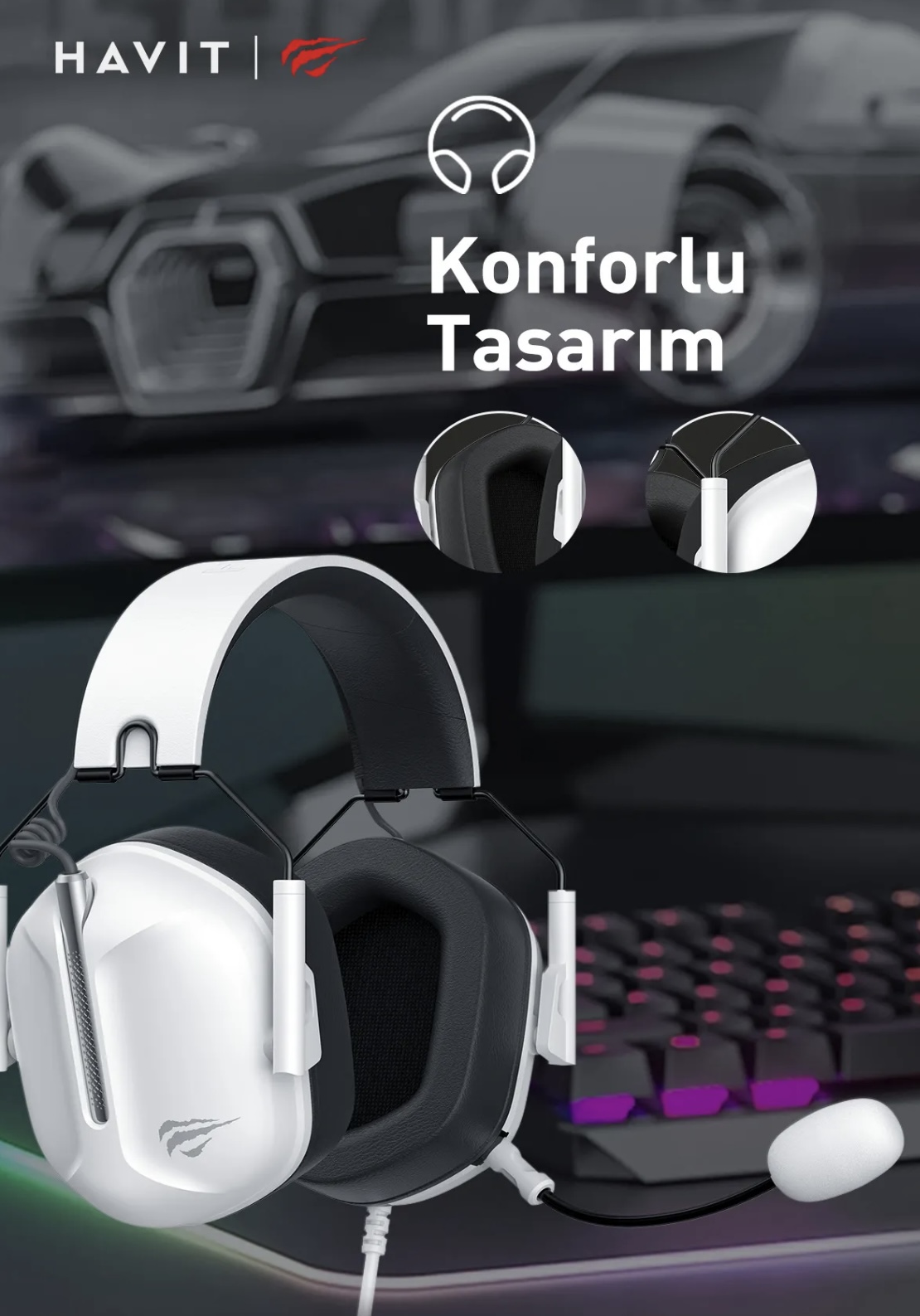 HAVİT GAMENOTE H2033D Mikrofonlu 50mm Speaker Gaming Kulaklık 3.5mm Jack - Görsel 8