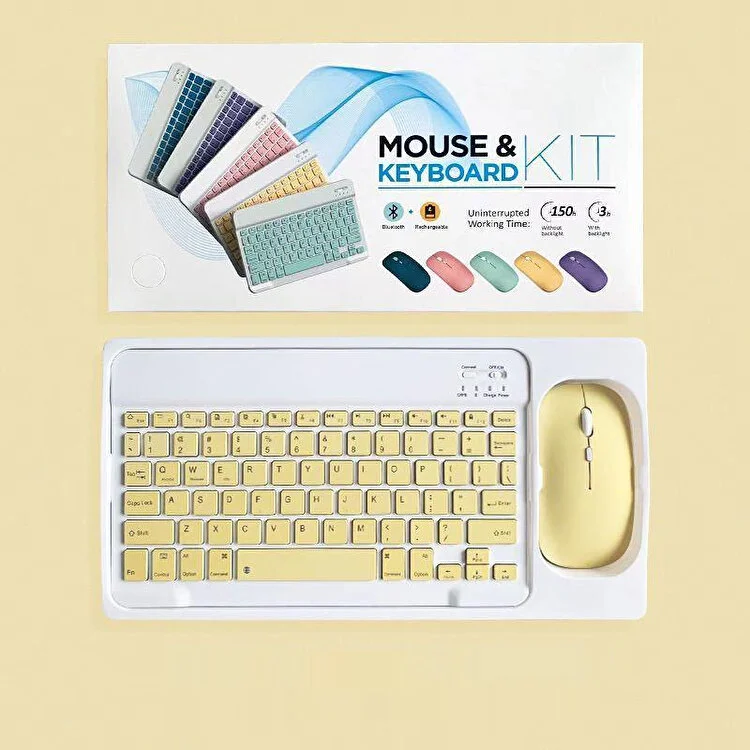 Bluetooth Klavye Mouse Set Renkli Tablet PC Uyumlu - Görsel 2
