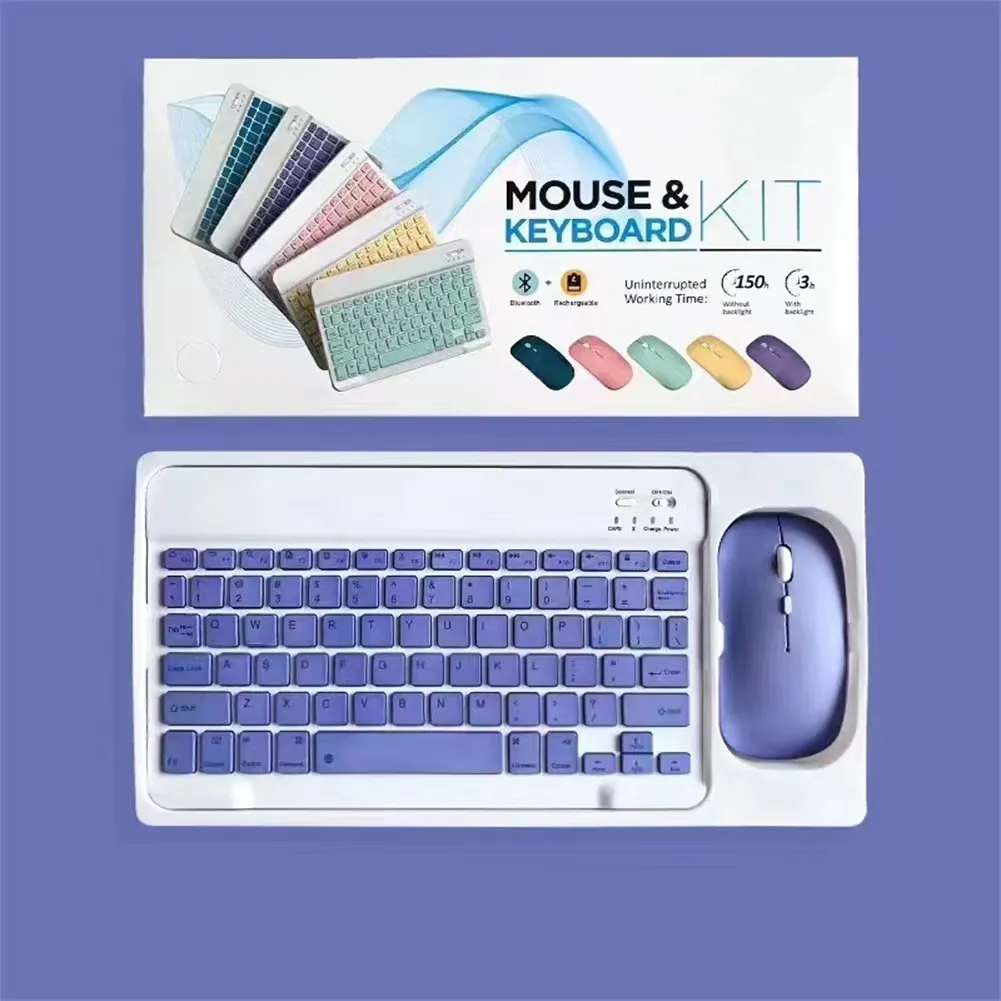 Bluetooth Klavye Mouse Set Renkli Tablet PC Uyumlu - Görsel 3