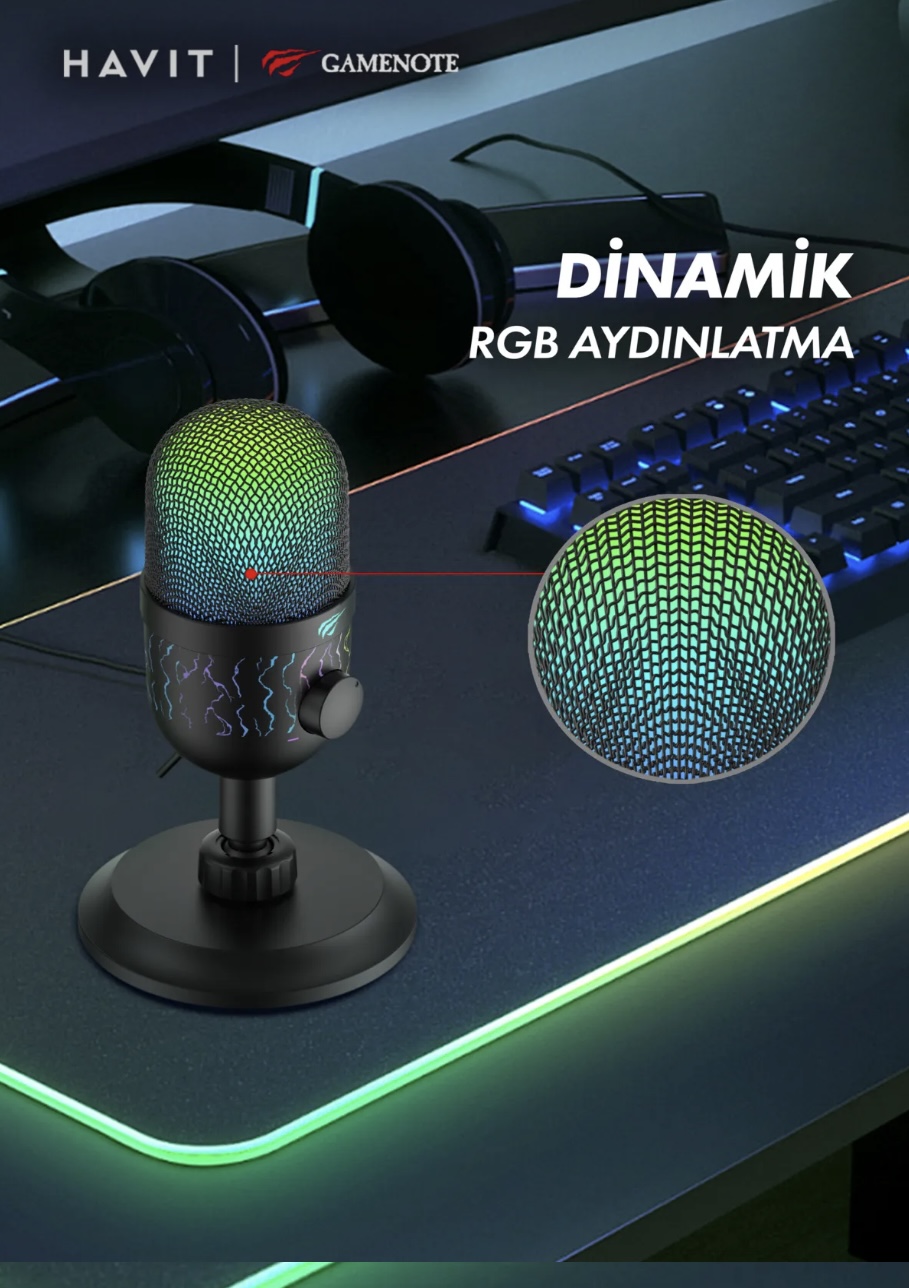Havit Gamenote GK52 RGB Gaming Profesyonel Oyuncu Yayıncı Mikrofonu - Görsel 3