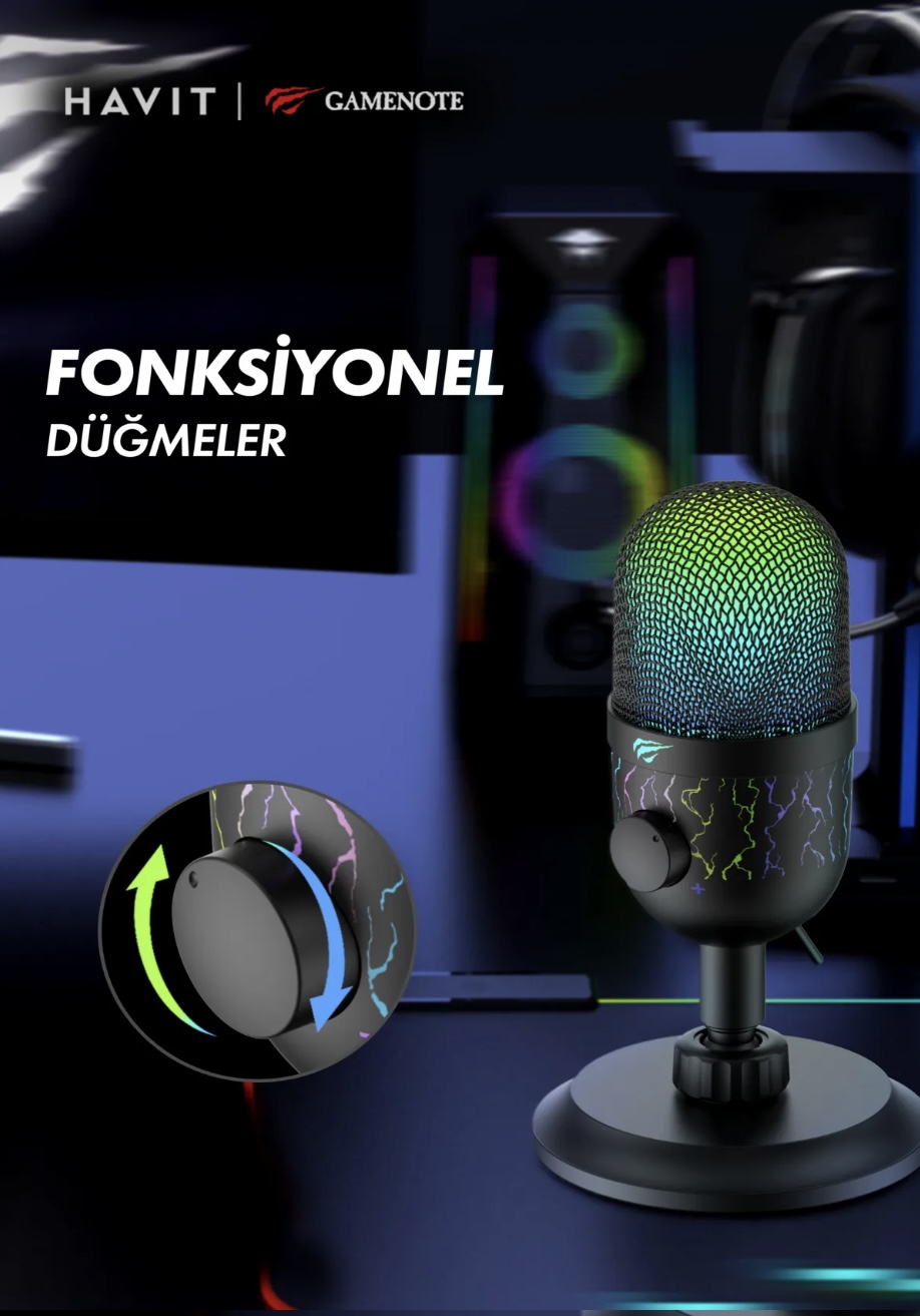 Havit Gamenote GK52 RGB Gaming Profesyonel Oyuncu Yayıncı Mikrofonu - Görsel 6