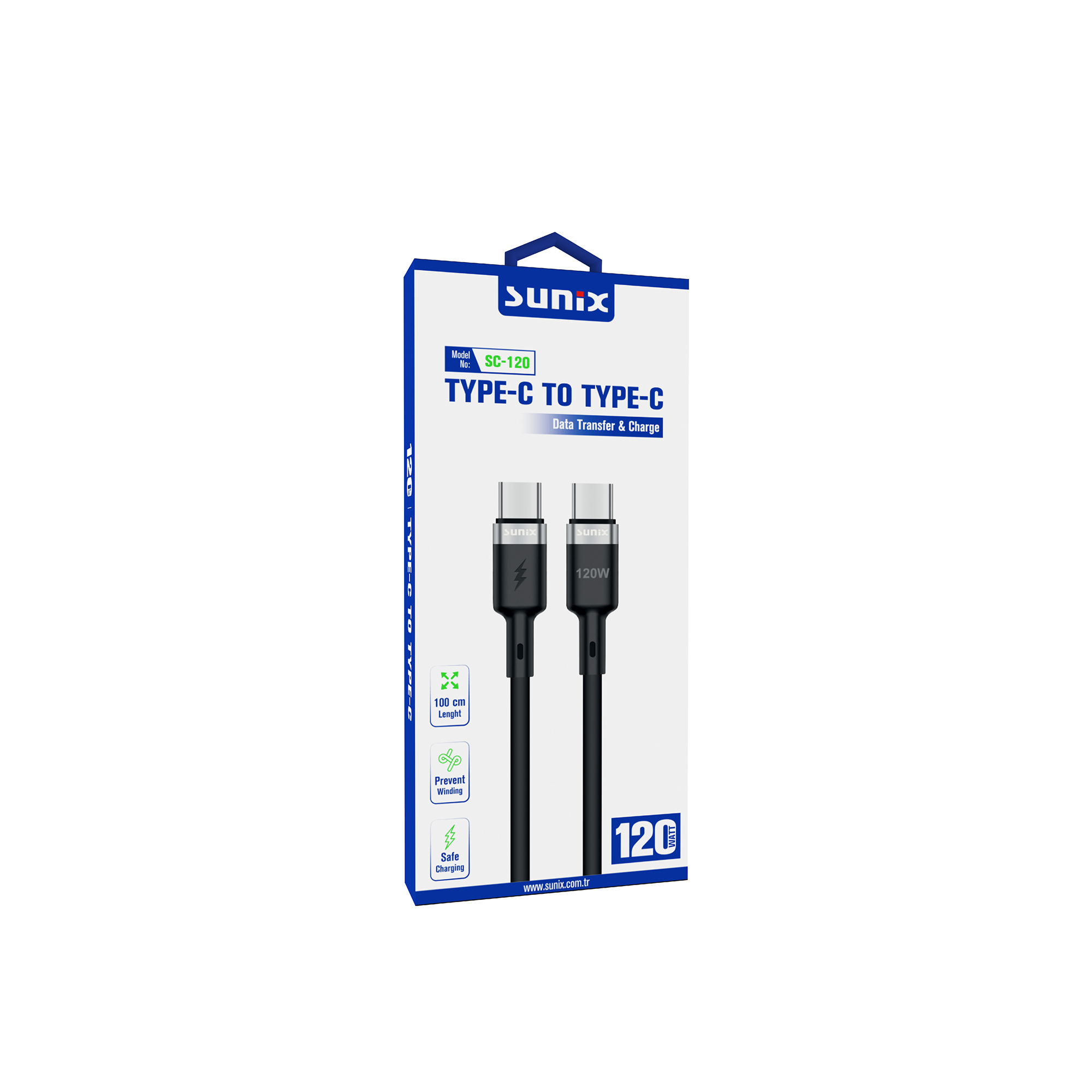 SUNİX SC-120 Usb-C Type-C Şarj ve Data Kablosu