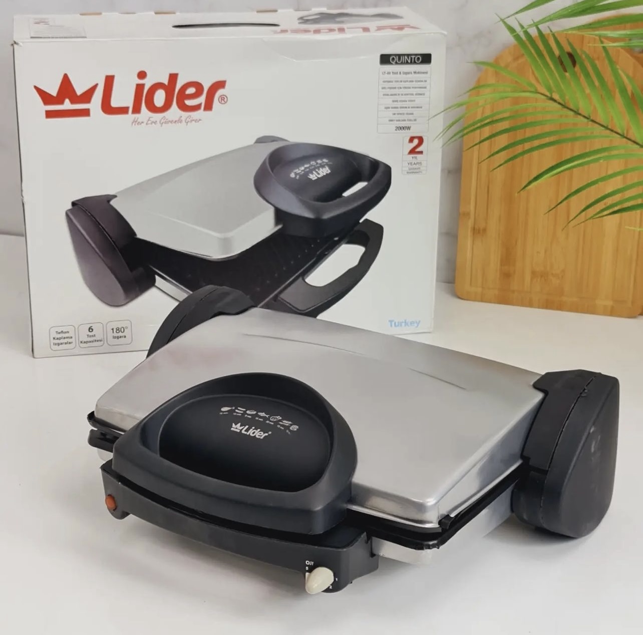 Lider Tost Makinası - 2000W Güçlü ve Yapışmaz Plakalı - Görsel 3