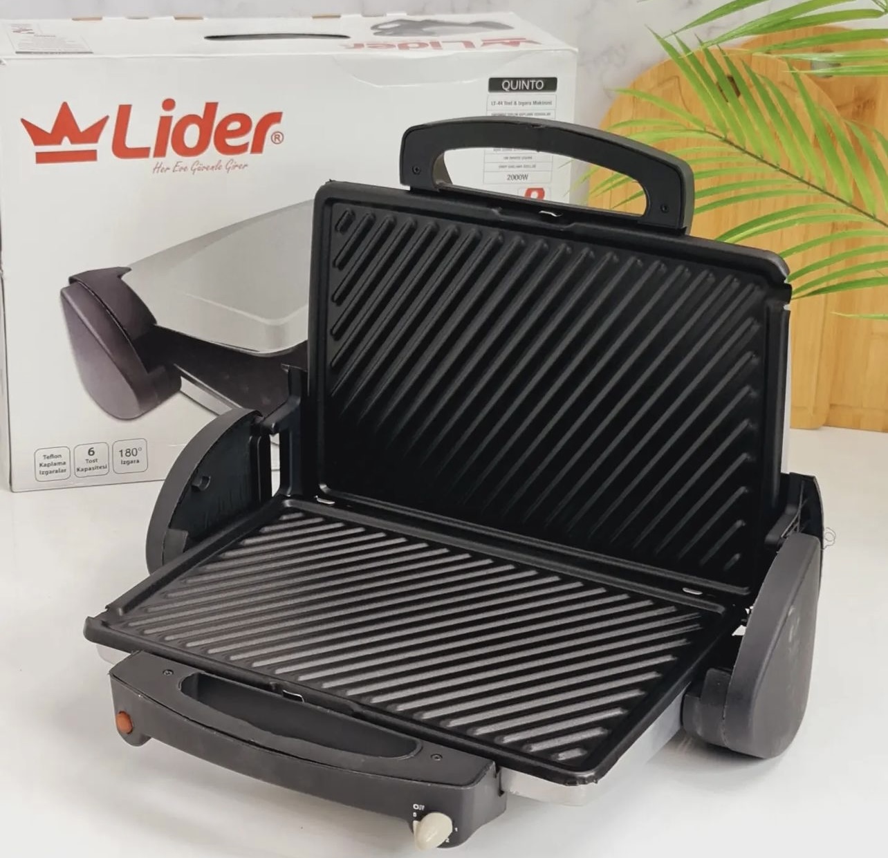 Lider Tost Makinası - 2000W Güçlü ve Yapışmaz Plakalı - Görsel 4