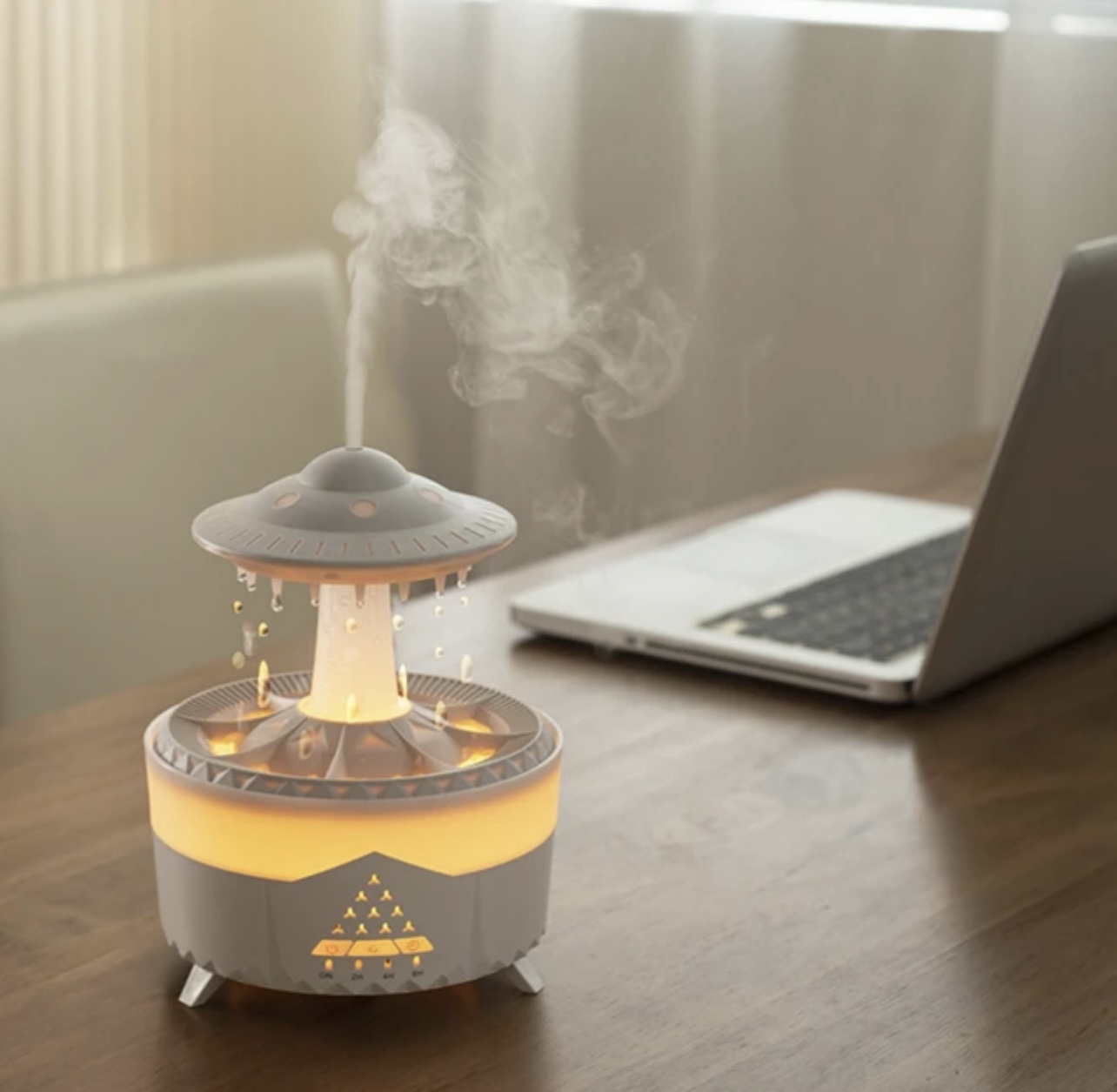 Ultrasonik 350 Ml Hava Nemlendirici Buhar Makinesi Led Işıklı Aroma Difüzörü Kumandalı - Görsel 6