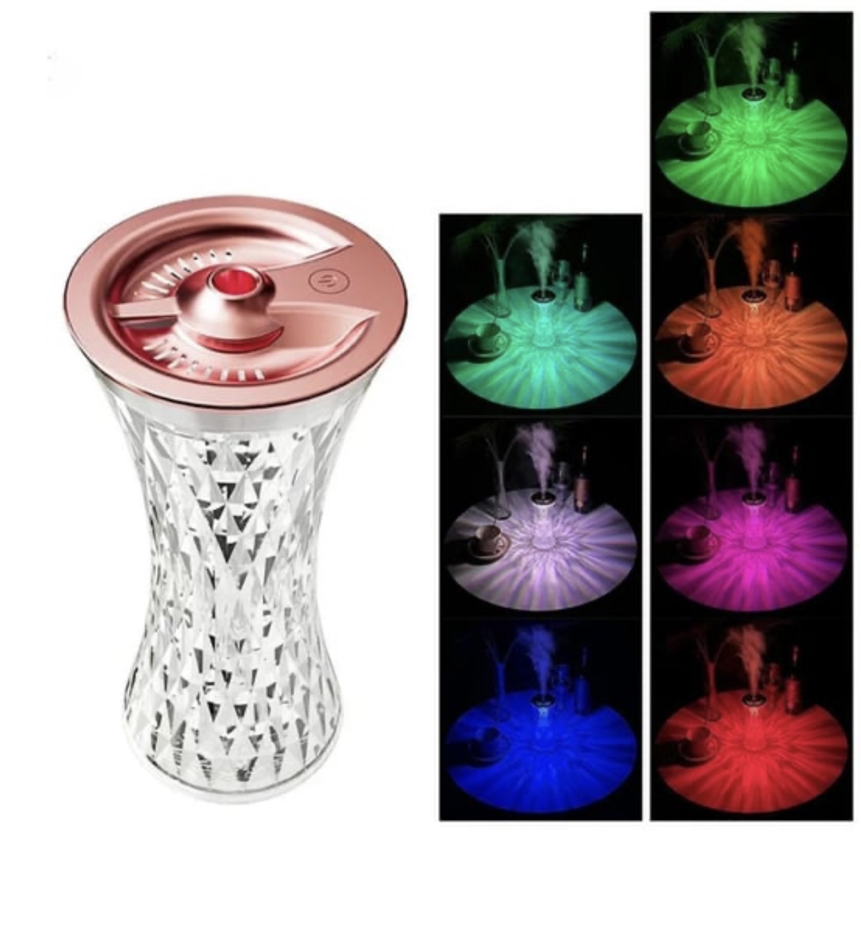 Hava Nemlendirici Buhar Makinesi Led Işıklı Kristal Lamba Dekoratif Ultrasonik Aroma Difüzörü 270ML - Görsel 14