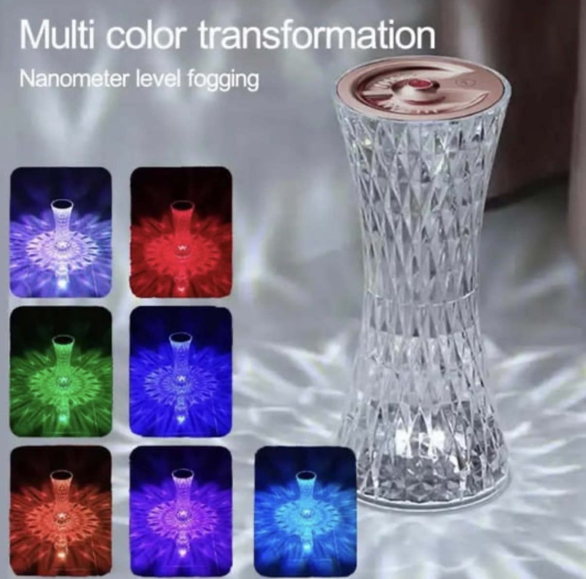 Hava Nemlendirici Buhar Makinesi Led Işıklı Kristal Lamba Dekoratif Ultrasonik Aroma Difüzörü 270ML - Görsel 13