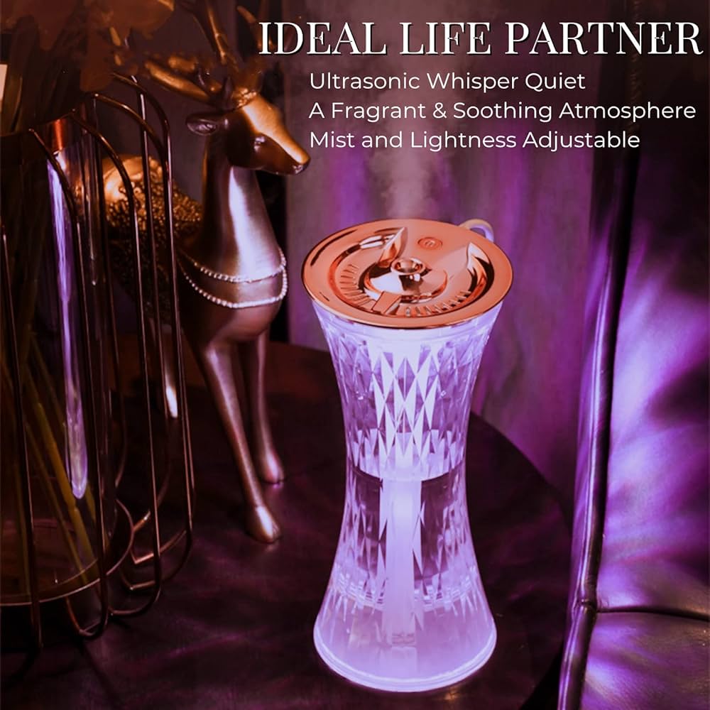 Hava Nemlendirici Buhar Makinesi Led Işıklı Kristal Lamba Dekoratif Ultrasonik Aroma Difüzörü 270ML - Görsel 5