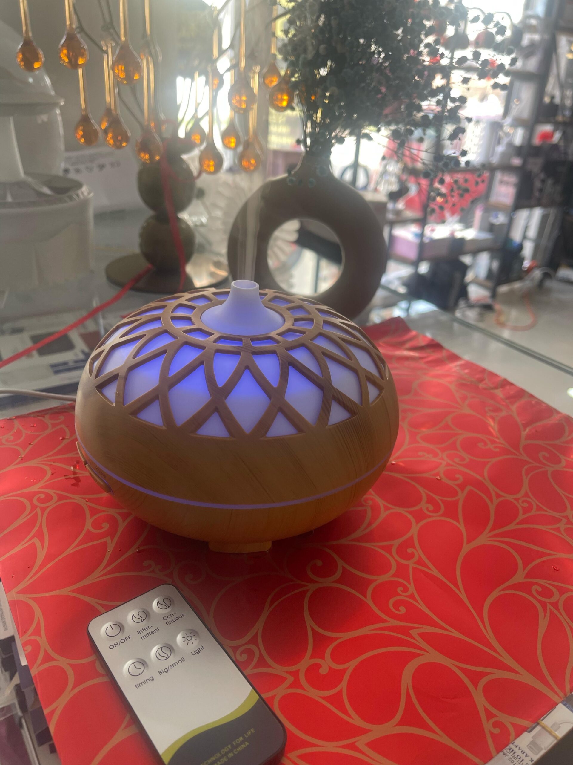 Ultrasonik 500 Ml Hava Nemlendirici Aroma Difüzörü 7 Renk Led Işıklı Kumandalı Buhar Makinesi - Görsel 5