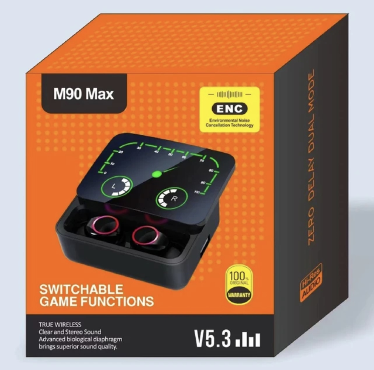M90 Max Bluetooth Kulaklık Powerbankli Hız Göstergeli Mikrofonlu Kulak içi Oyuncu Rgb Stereo V5.3