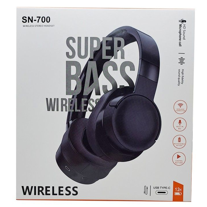 SN-700 Kablosuz Stereo Kulaklık Siyah