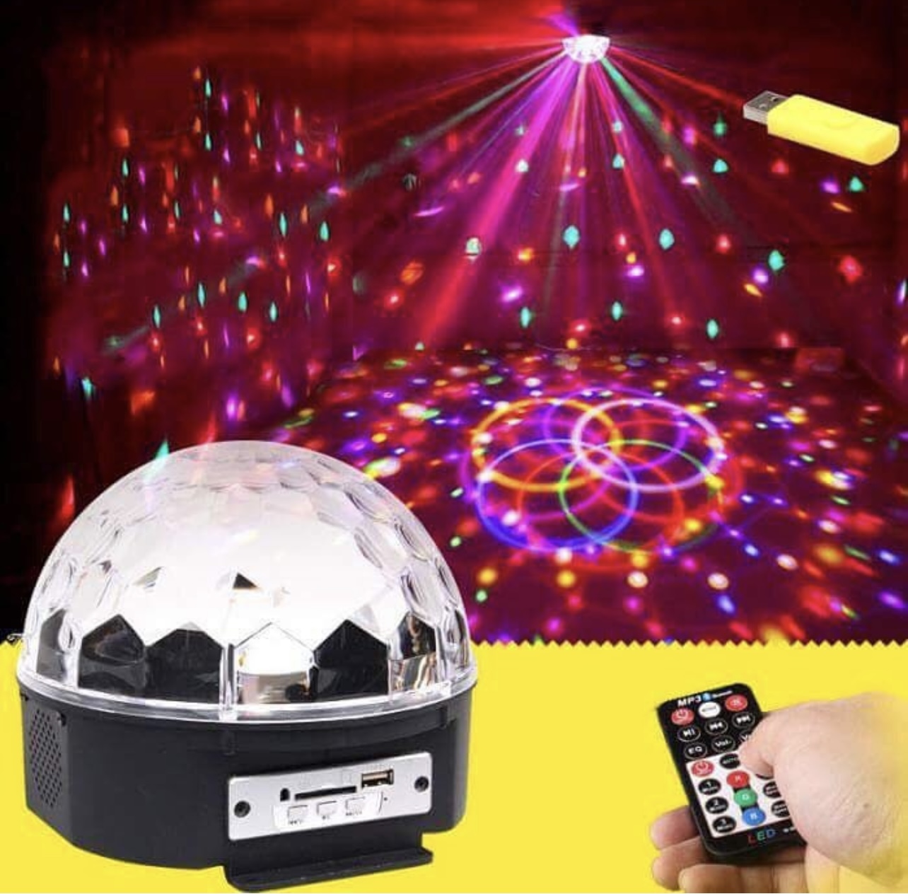 Bluetooth USB LED Disko Kristal Küre - Görsel 2