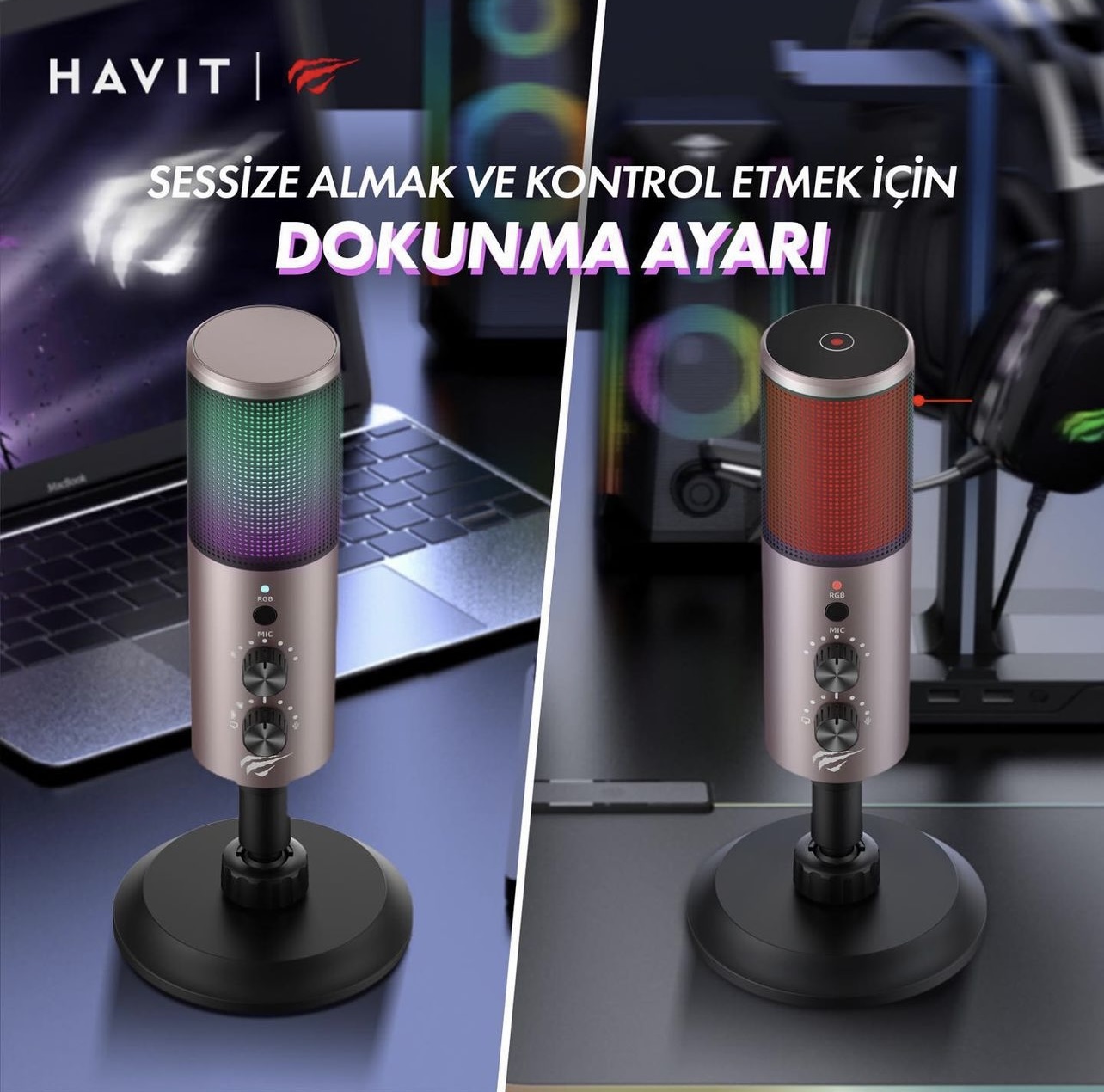 Havit GK61 RGB Gaming Profesyonel Oyuncu Yayınçı Kayıt Mikrofonu - Görsel 6