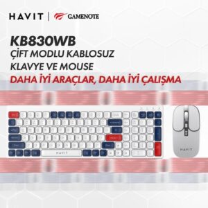 Havit KB830WB Çift Modlu Kablosuz Klavye ve Mouse Seti