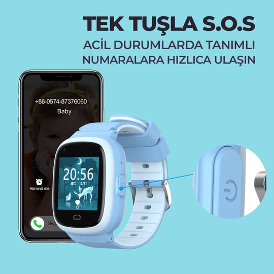 Havit KW11 4G SIM Çocuk Akıllı Saat Mavi - Görsel 5