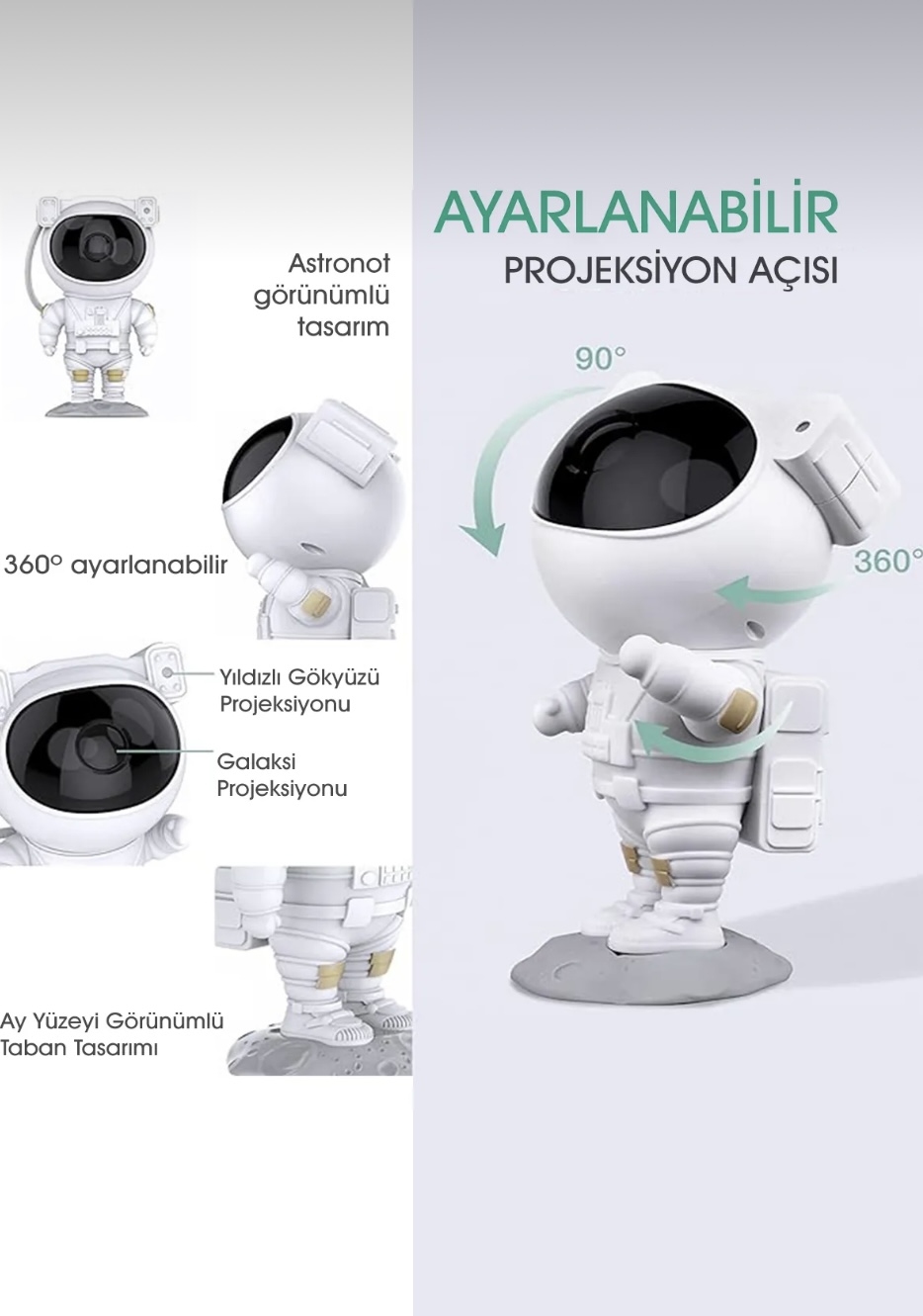 Astronot Gece Lambası Yıldız Projektör - Görsel 8