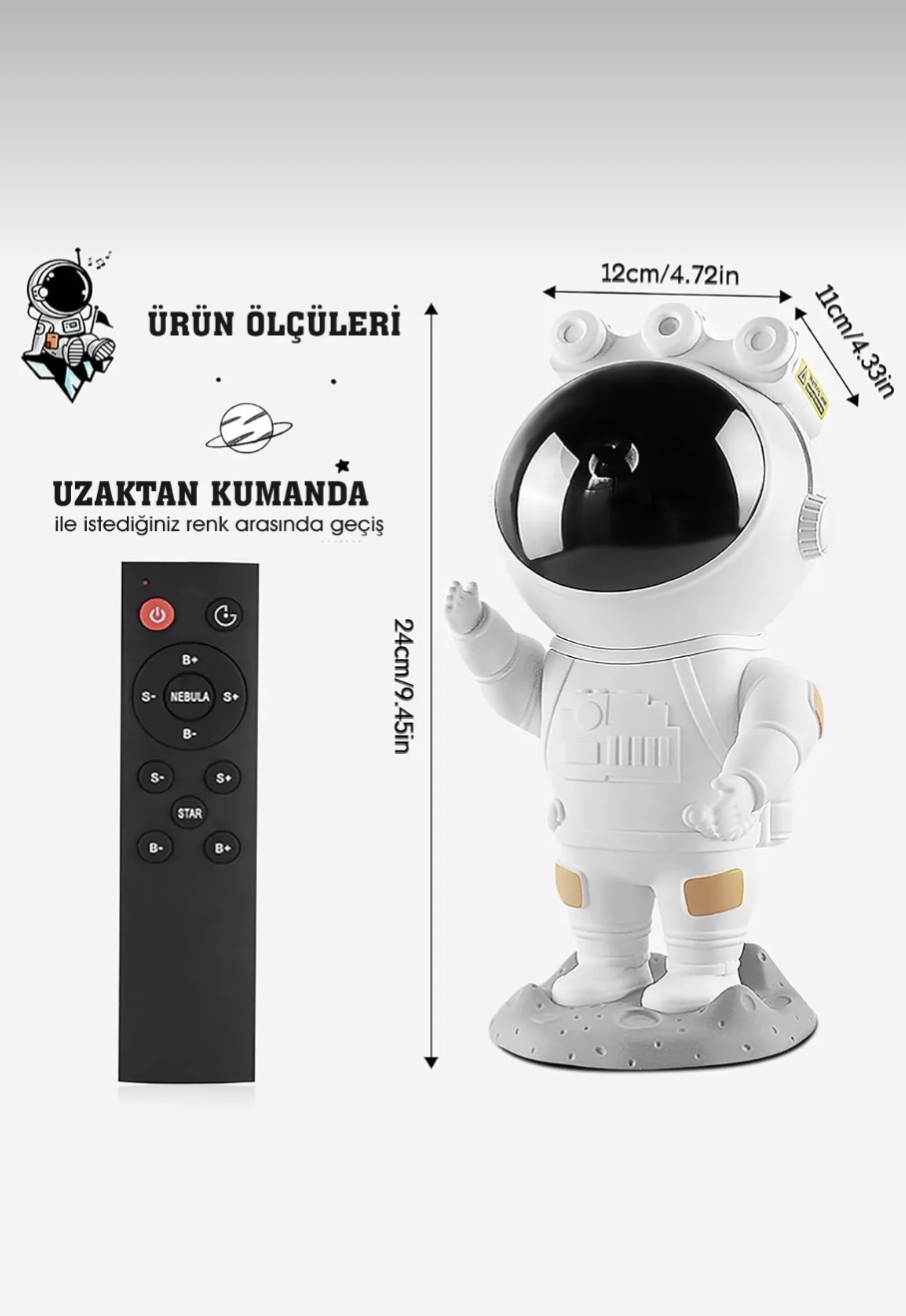 Astronot Gece Lambası Yıldız Projektör - Görsel 9