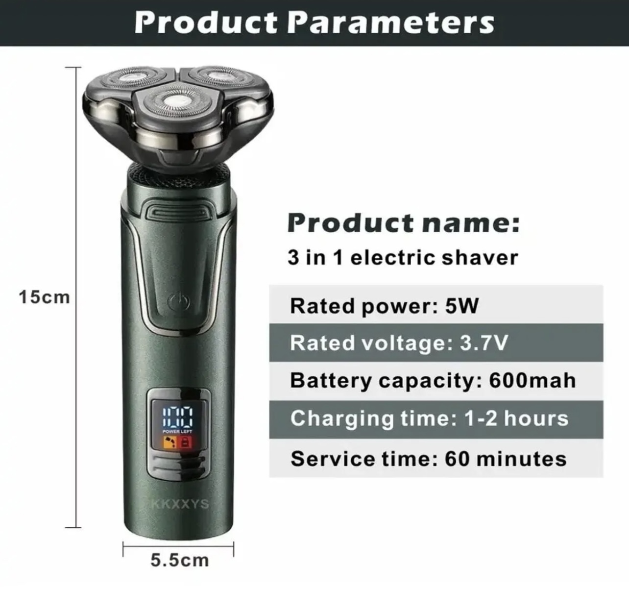 Insua Hk 3600 Digital Göstergeli 3 Başlıklı Tıraş Makinesi - Görsel 8