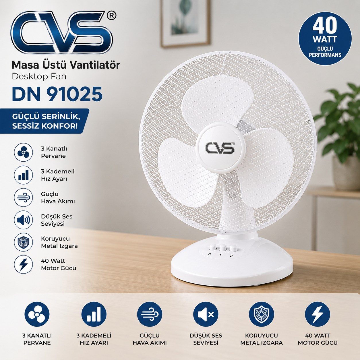 CVS DN 91020 Masa Üstü Vantilatör - Görsel 4