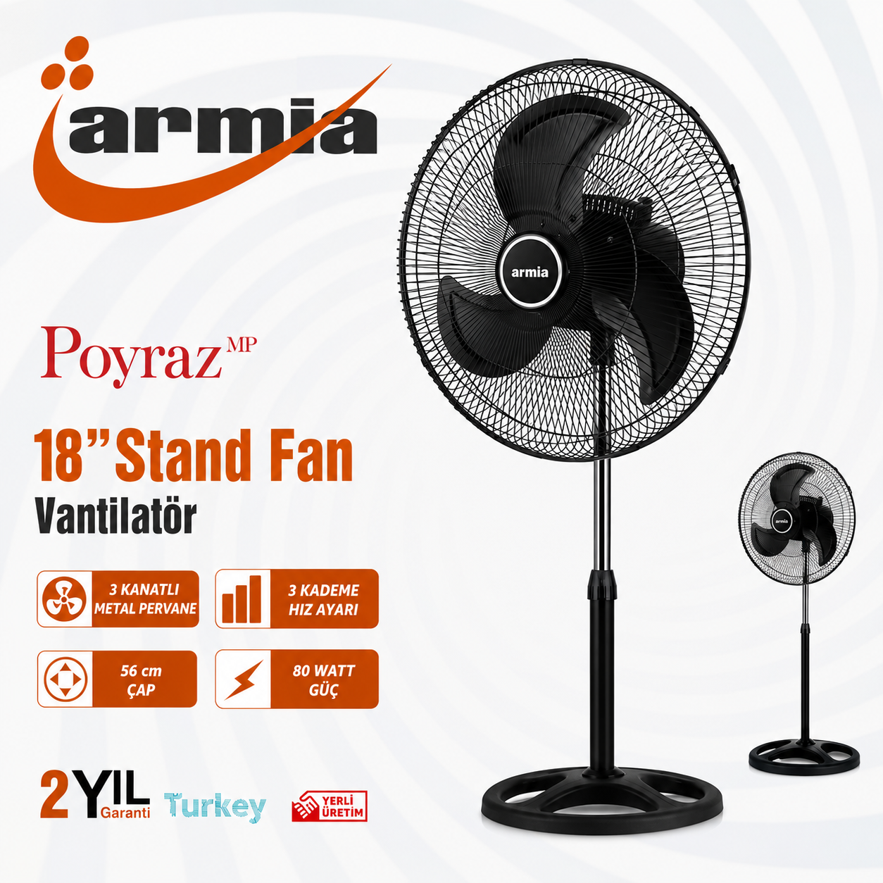 ARMİA 18’’ İNÇ VANTİLATÖR