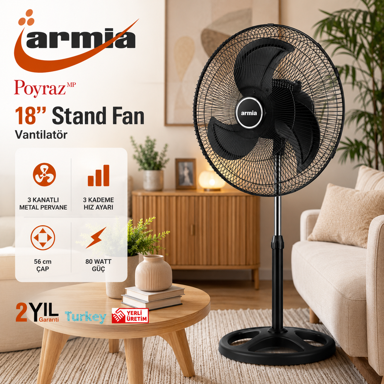 ARMİA 18’’ İNÇ VANTİLATÖR - Görsel 3