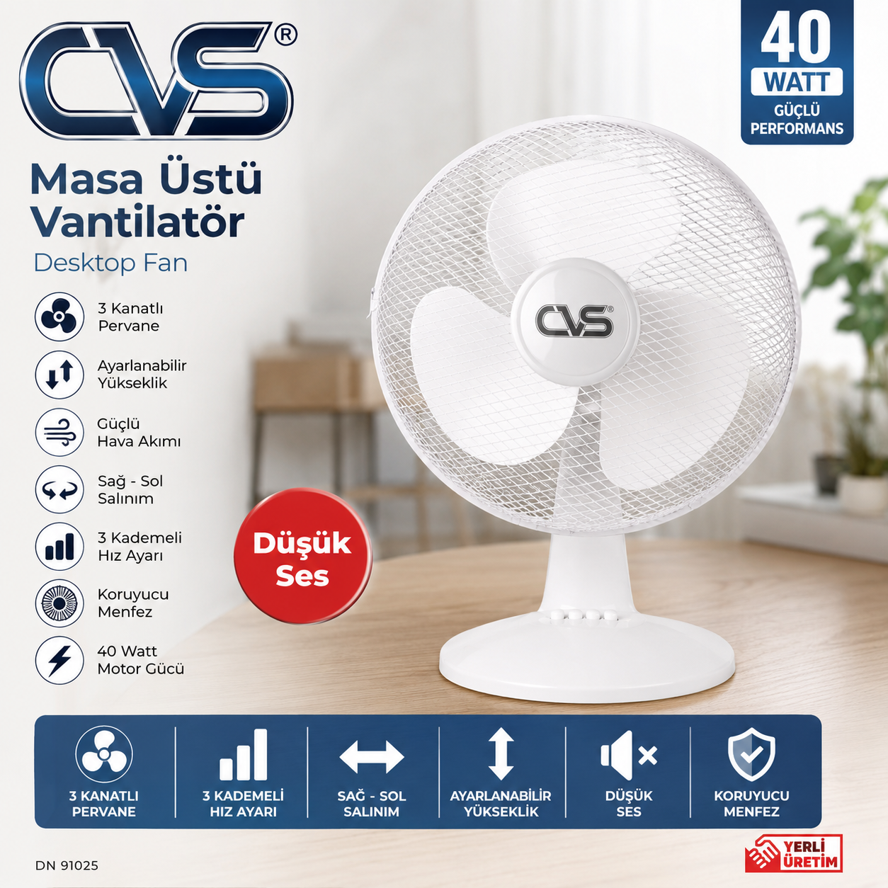 CVS DN 91020 Masa Üstü Vantilatör