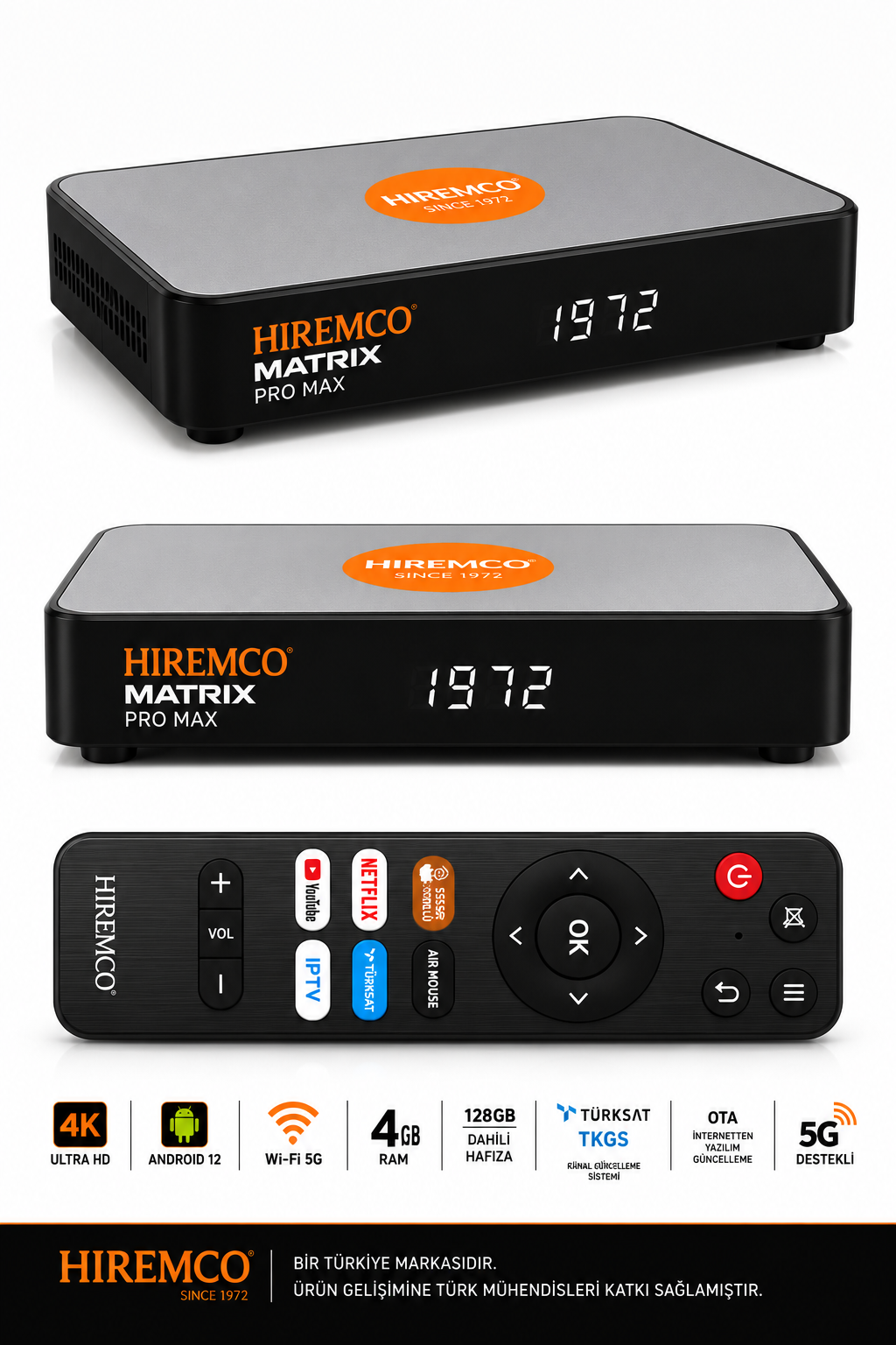 Hiremco Matrix Pro Max 4K 128GB Android 12 Uydu Alıcısı - Görsel 4