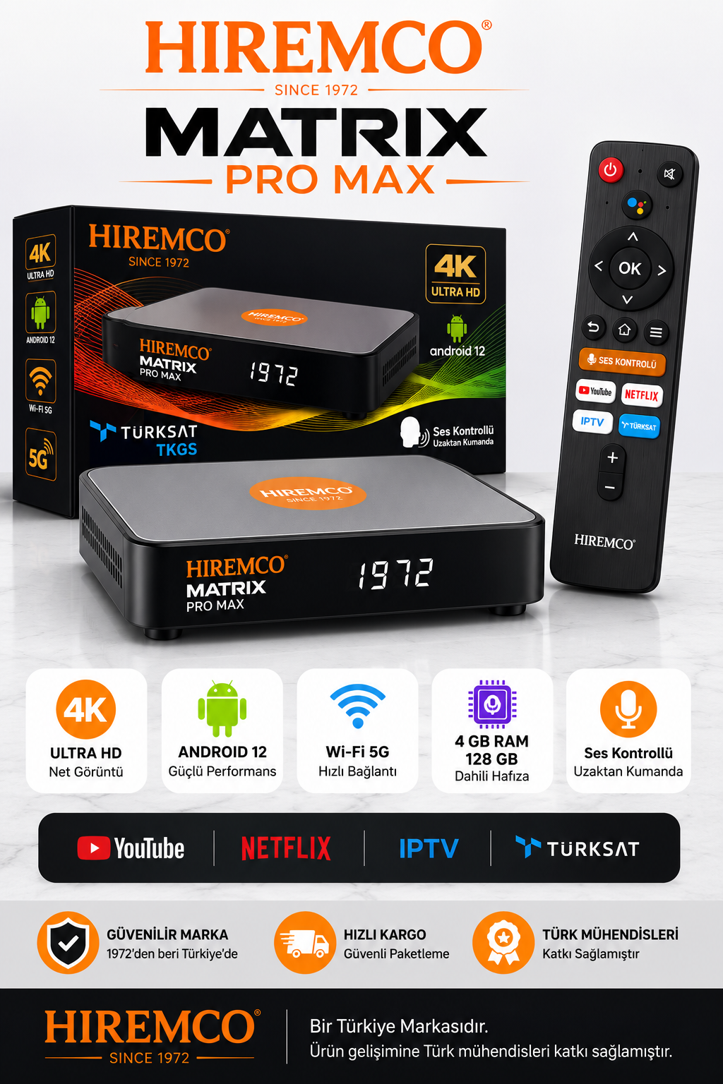 Hiremco Matrix Pro Max 4K 128GB Android 12 Uydu Alıcısı - Görsel 2