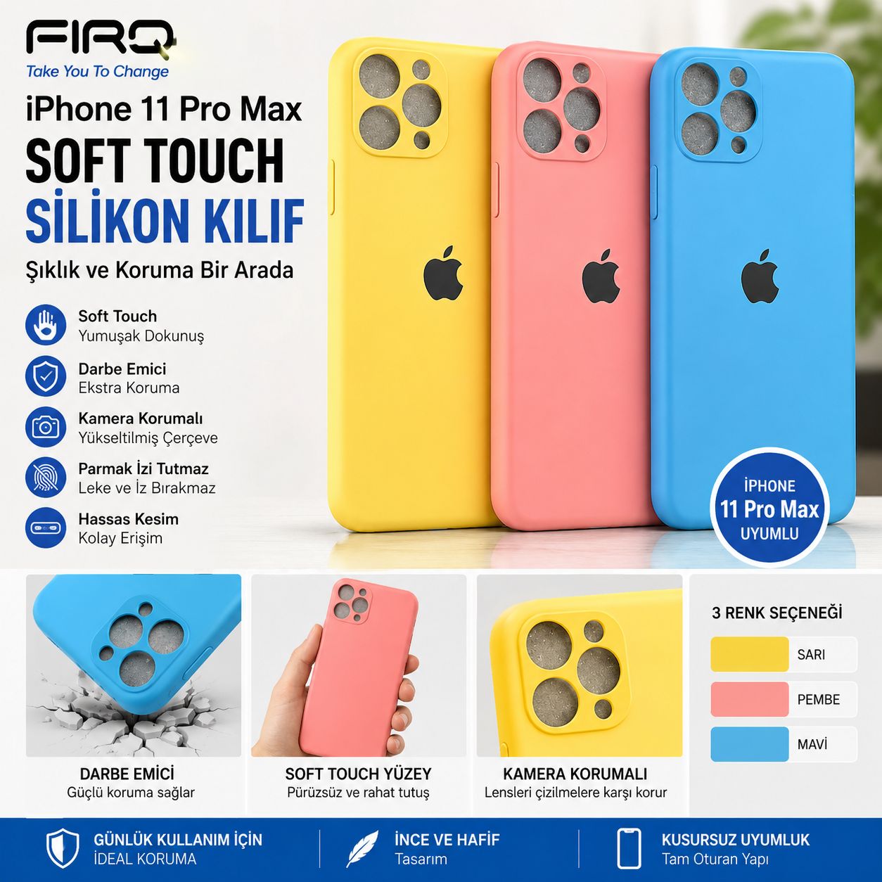 iPhone 11 Pro Max Soft Touch Lansman Silikon Kılıf