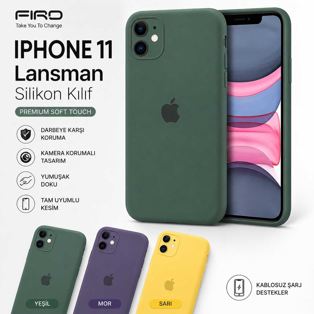 iPhone 11 Uyumlu FIRD Lansman Soft Silikon Kılıf Kamera Korumalı