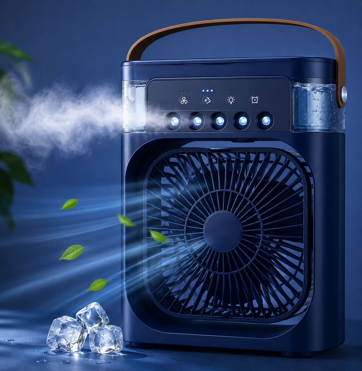 Buharlı Mini Hava Soğutucu 600 ml Su Hazneli | 3 Kademeli USB Masaüstü Vantilatör | 7 Renk LED Işıklı