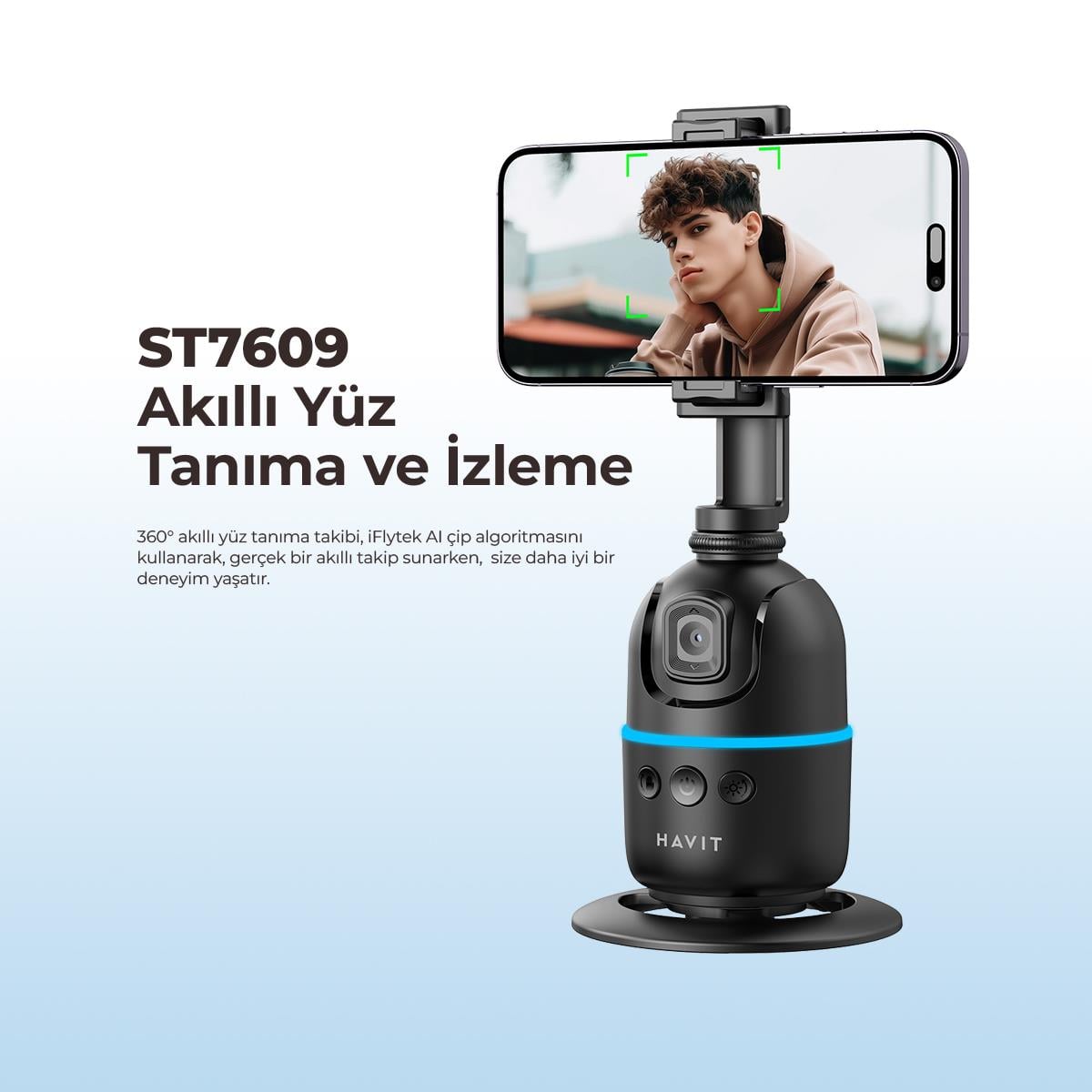 Havit ST7609 Otomatik Yüz Takip Sistemli Telefon Tutucu - Görsel 2