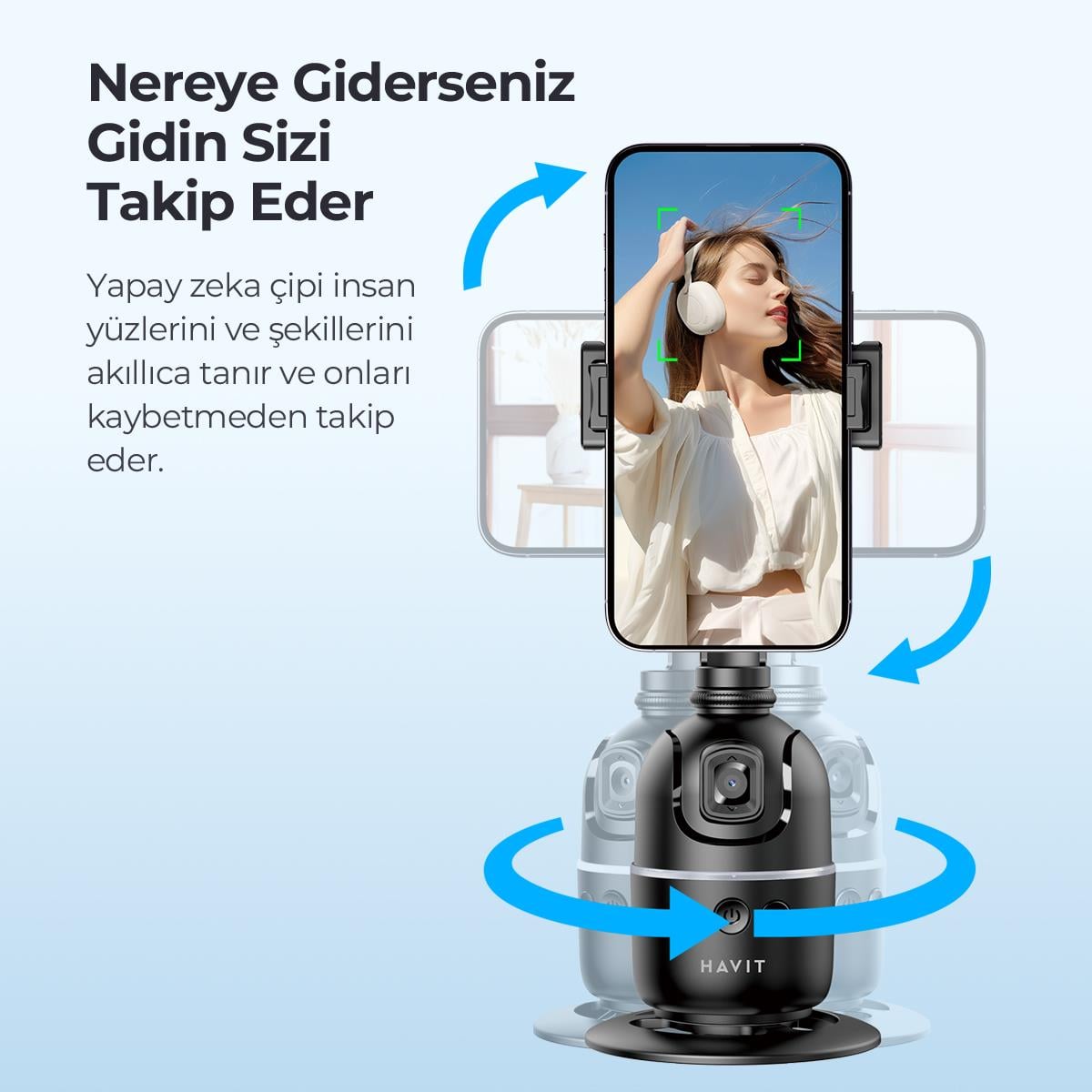 Havit ST7609 Otomatik Yüz Takip Sistemli Telefon Tutucu - Görsel 4