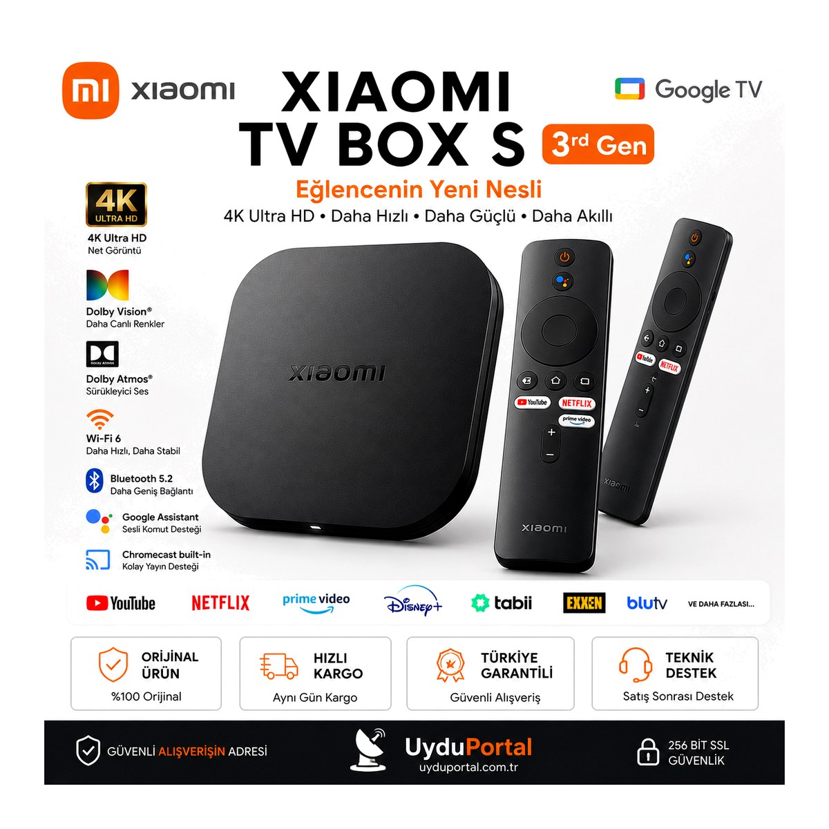 Xiaomi TV Box S 3. Nesil 4K Google TV Android TV Box Wi-Fi 6 Dolby Vision