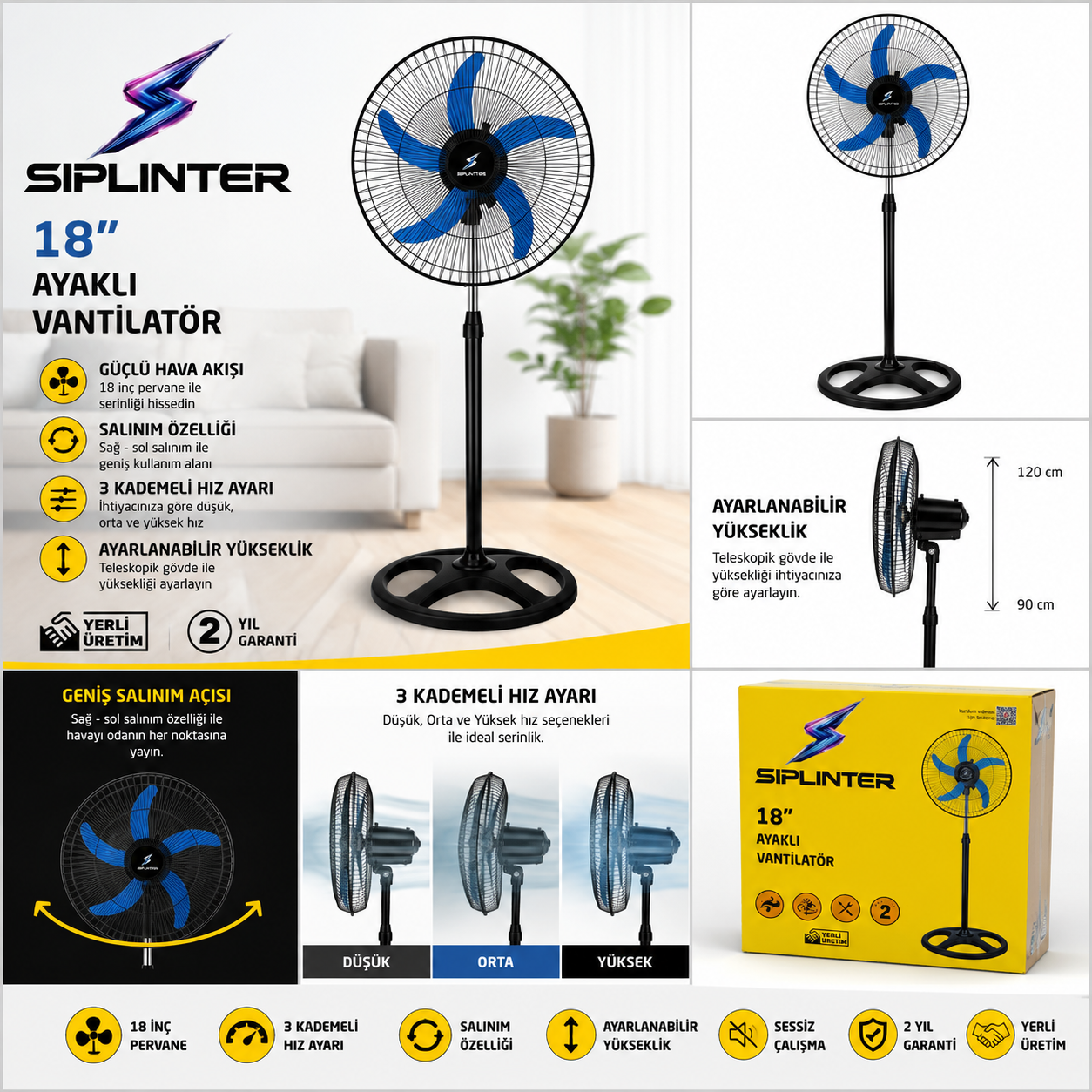Splinter 18 İnç Ayaklı Vantilatör - Görsel 4