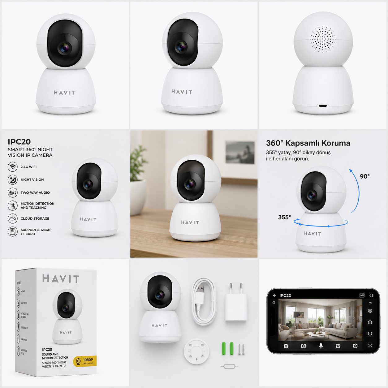 Havit IPC20 1080P Akıllı Wifi IP Güvenlik Kamerası - Görsel 4