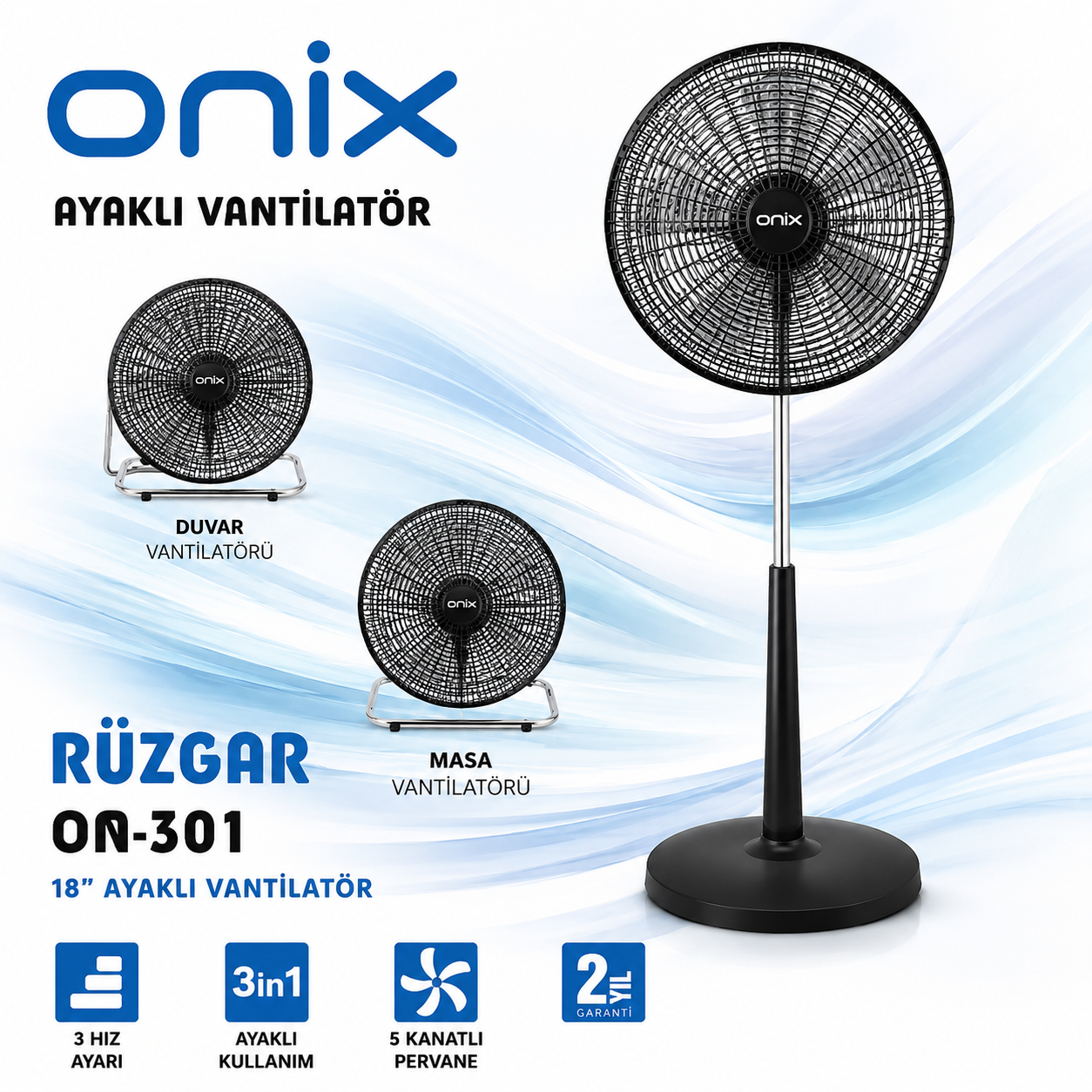 Onix Sanayi Tipi Vantilatör 18 inç - Görsel 4