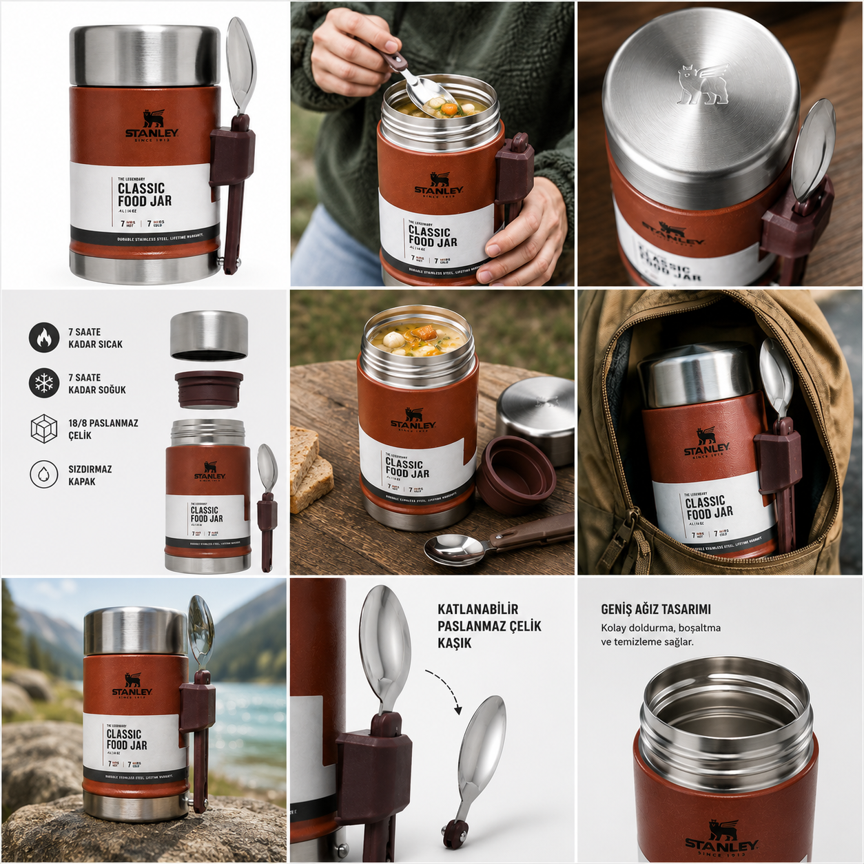Stanley Classic Food Jar Termos Yemek Kabı 400 ml Kaşıklı Vakumlu Çelik Termos - Görsel 2