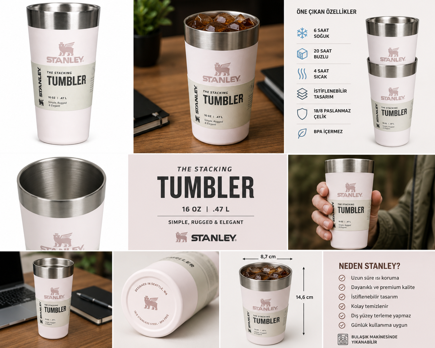 Stanley Stacking Tumbler 0.47L Termos Bardak - Görsel 2