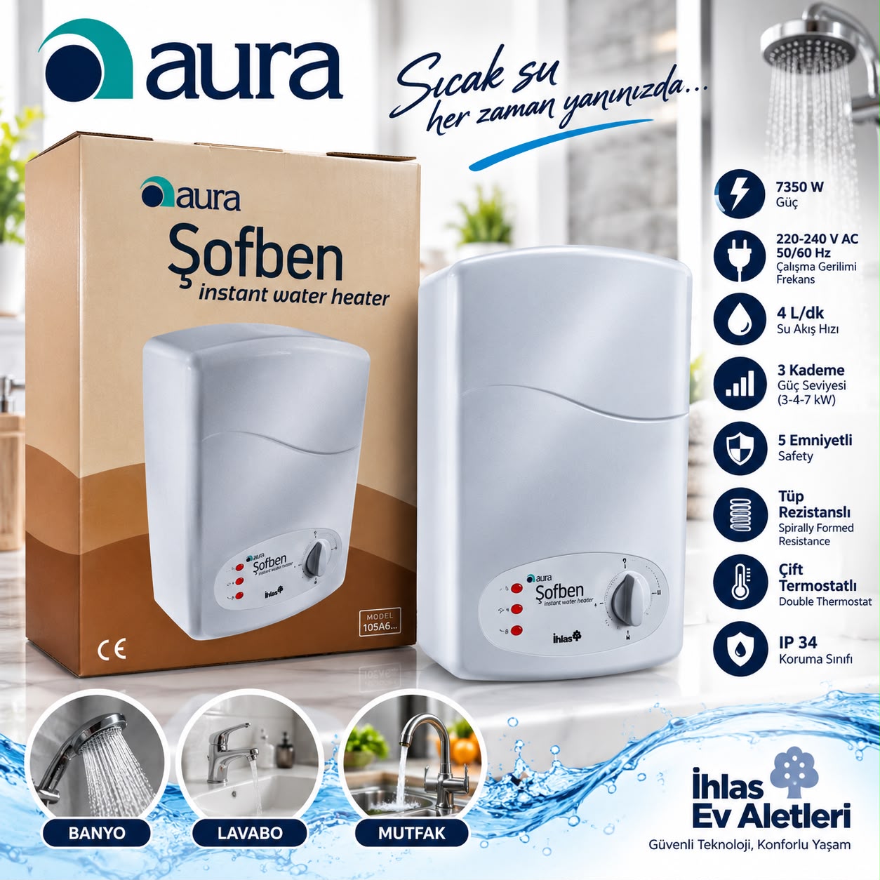 İhlas Aura 105A6 Şofben - Görsel 4